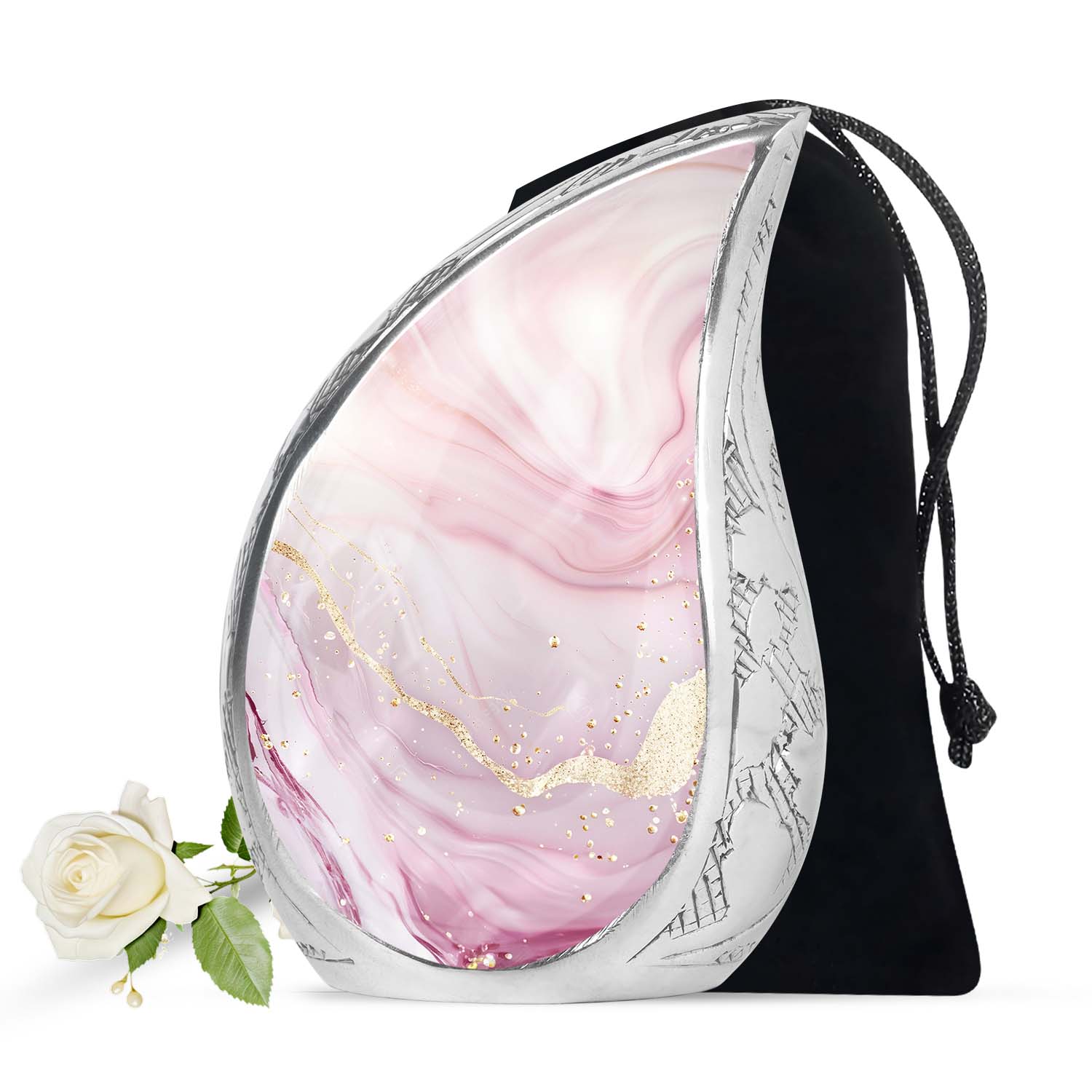 Pink Marble Pattern Adult Cremation Urn - Abstract Ash Urns For Mom