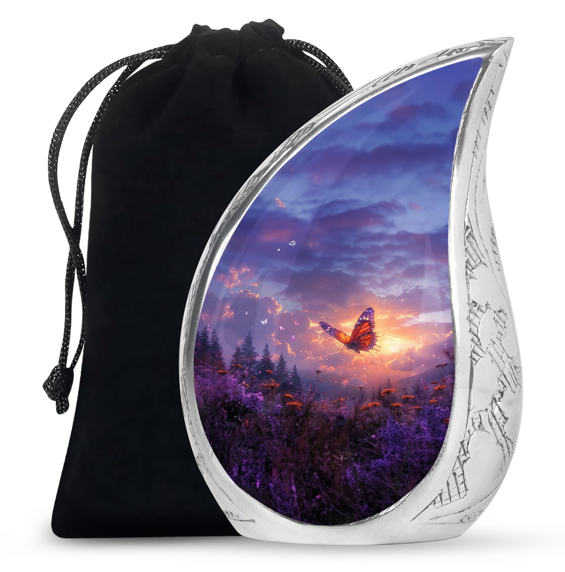 Monarch Butterfly Cremation Urn For Ashes - Purple Urns For Funeral