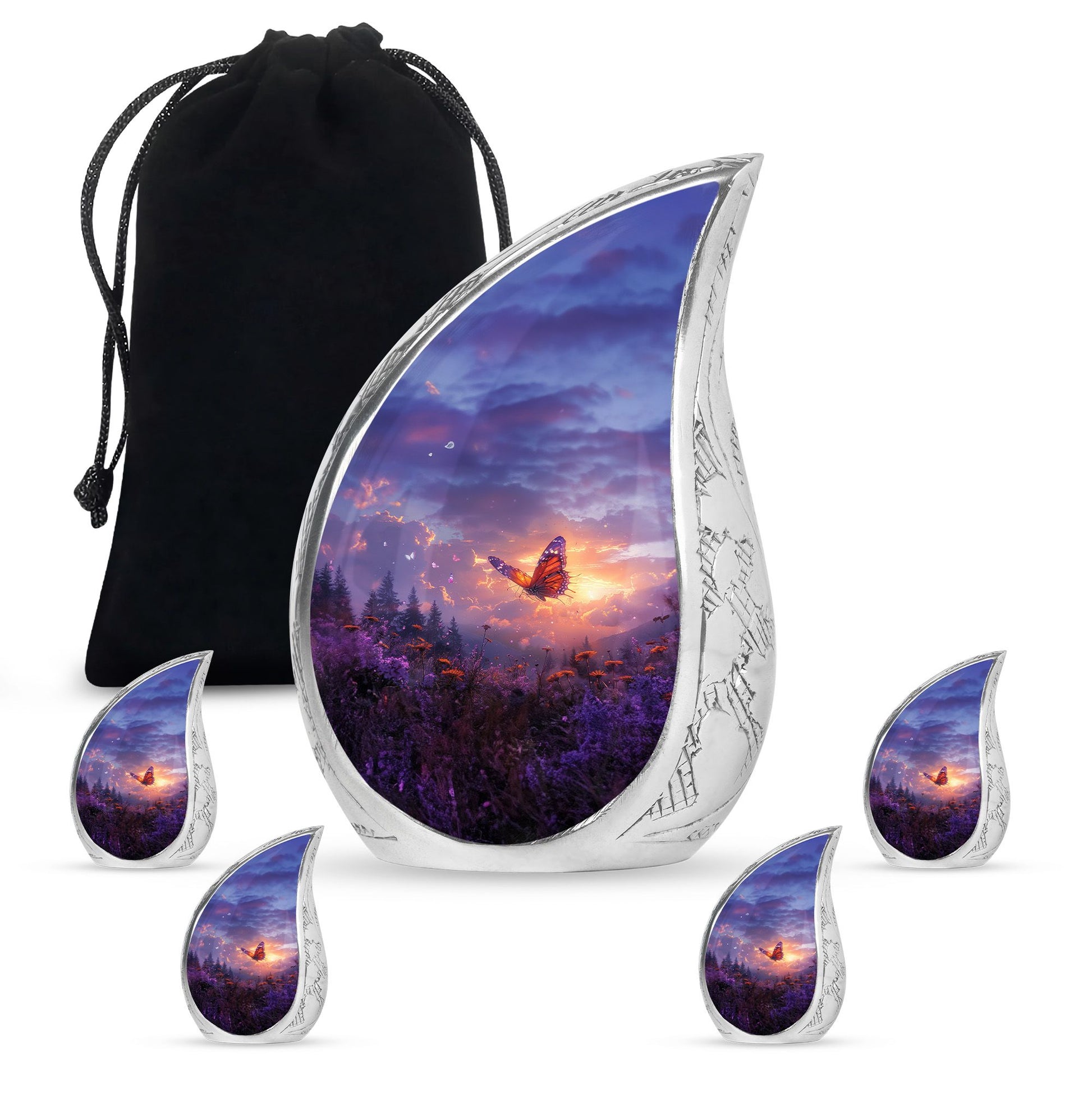 Monarch Butterfly Cremation Urn For Ashes - Purple Urns For Funeral