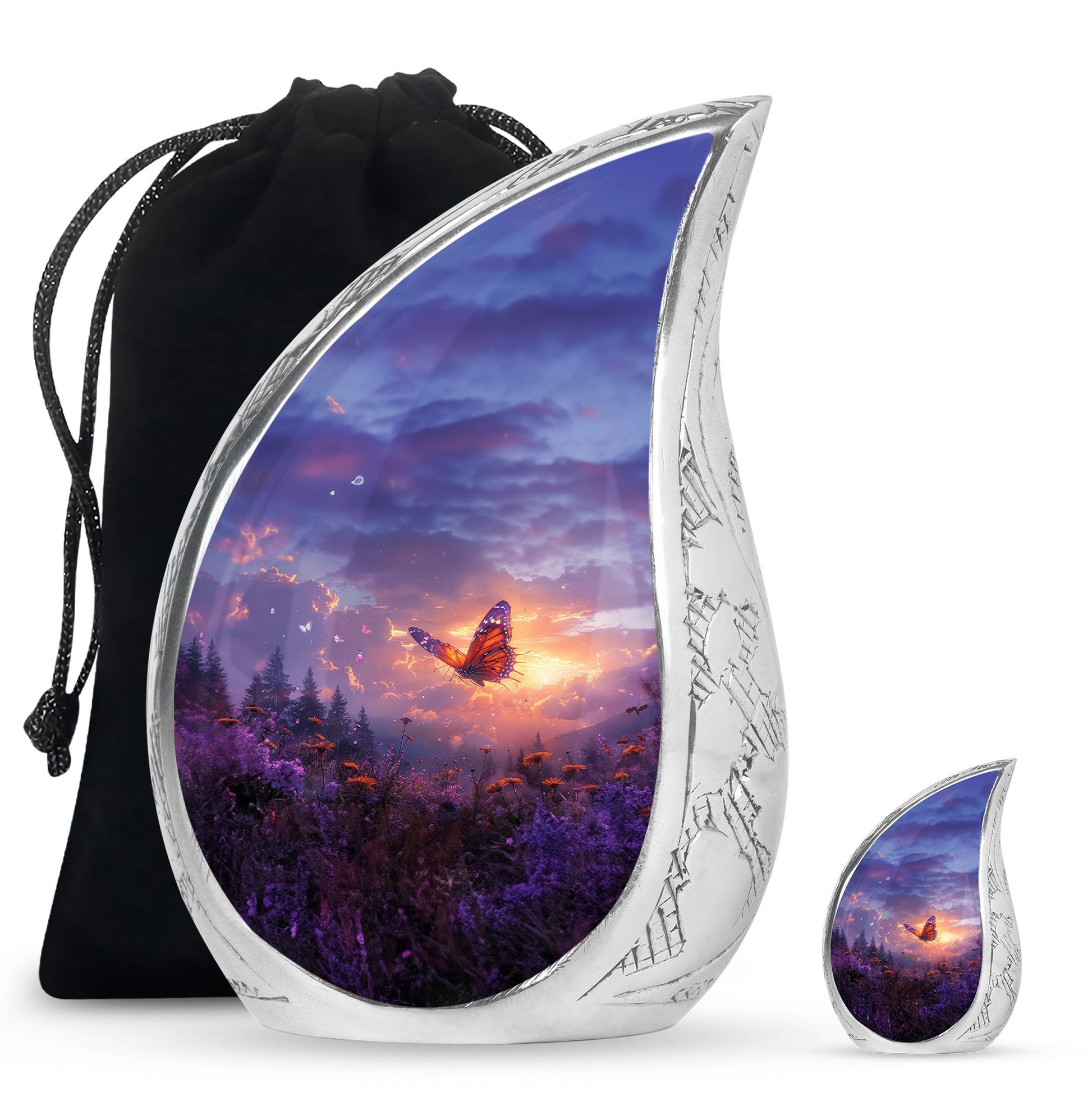 Monarch Butterfly Cremation Urn For Ashes - Purple Urns For Funeral