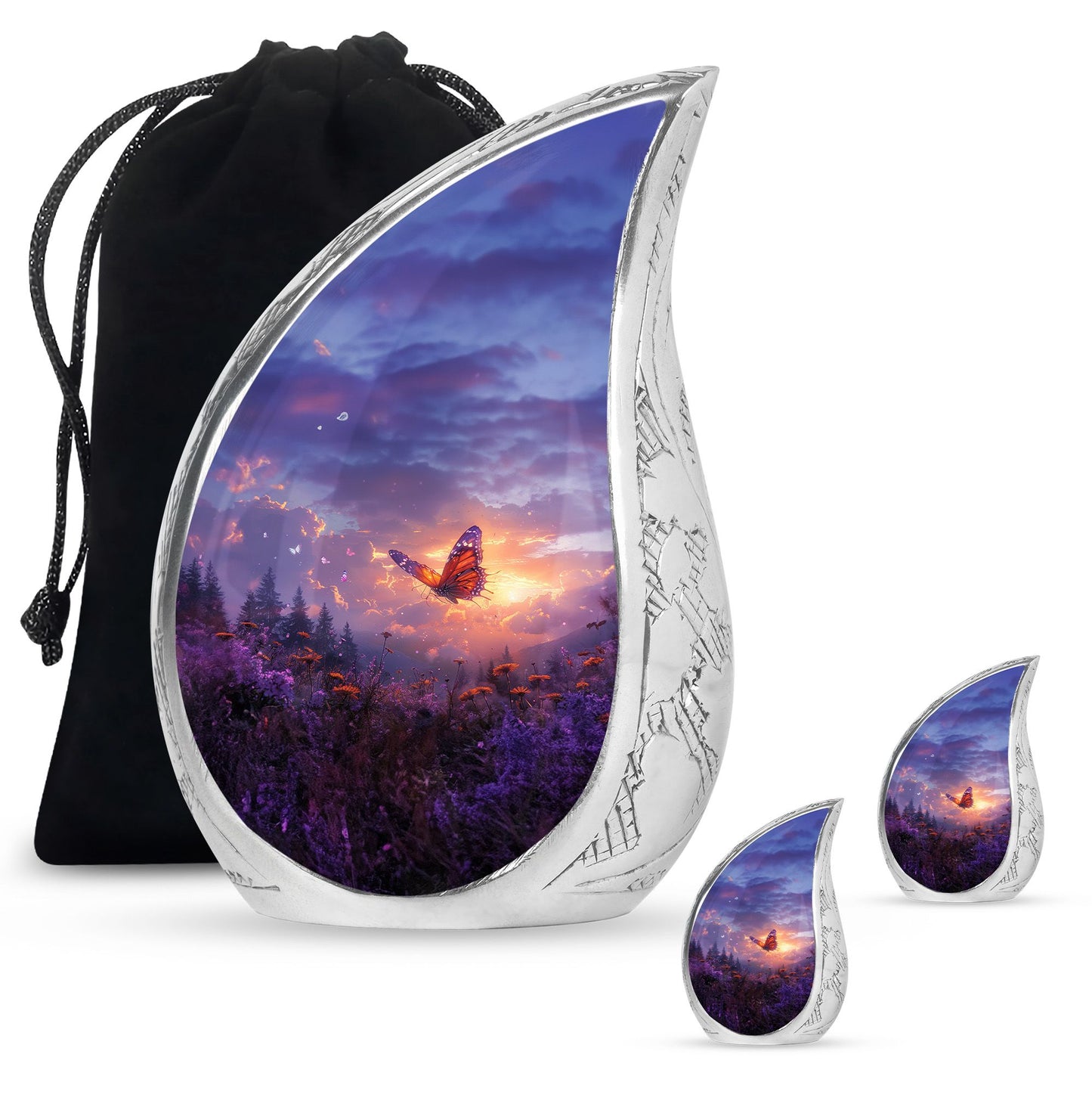 Personalized Butterfly Cremation Urn for Human Ashes - 10-inch, 200 cu in - Yatskia