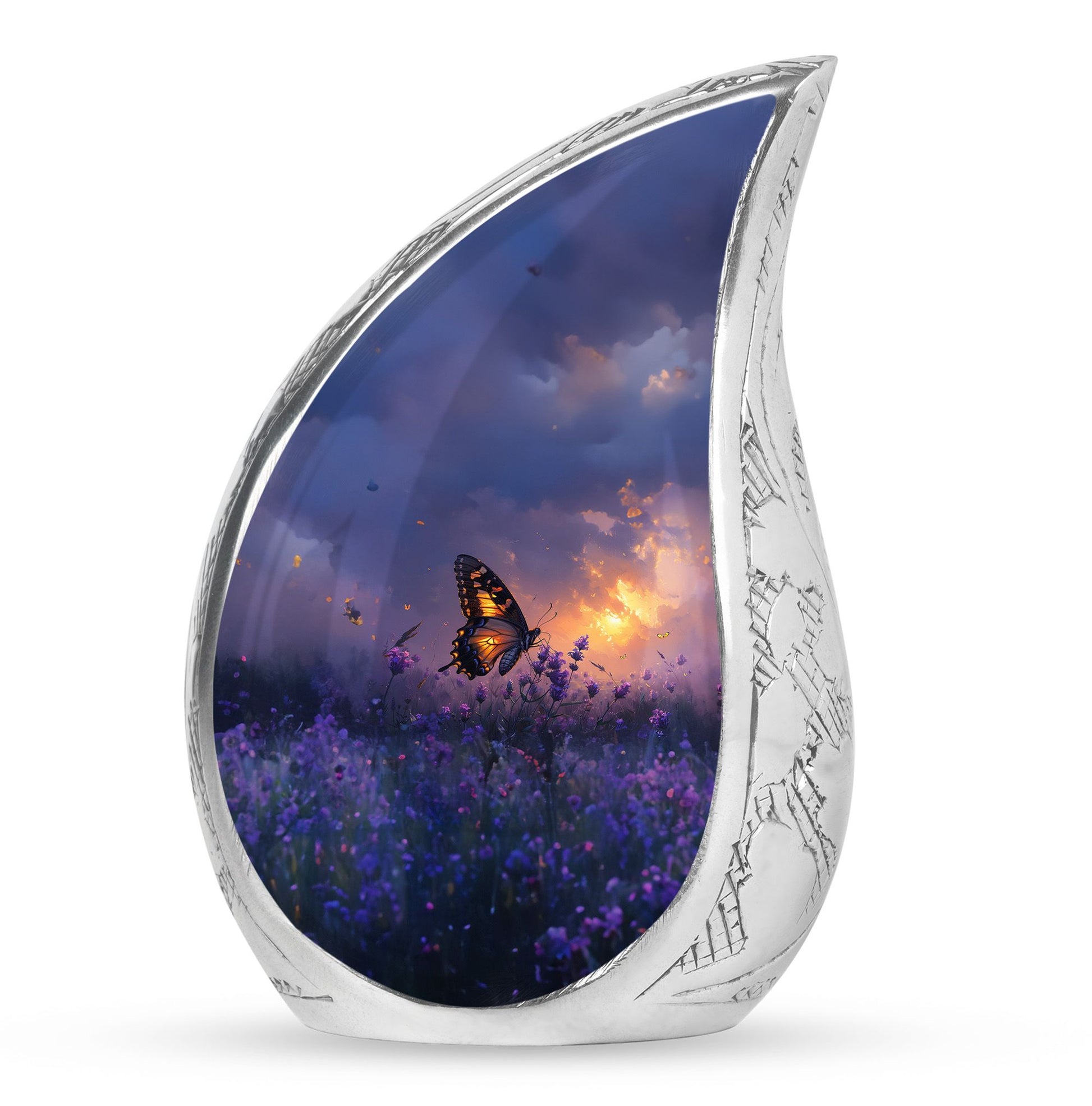 Purple Meadow Urn For Ashes - Monarch Butterfly Funeral Urn For Women