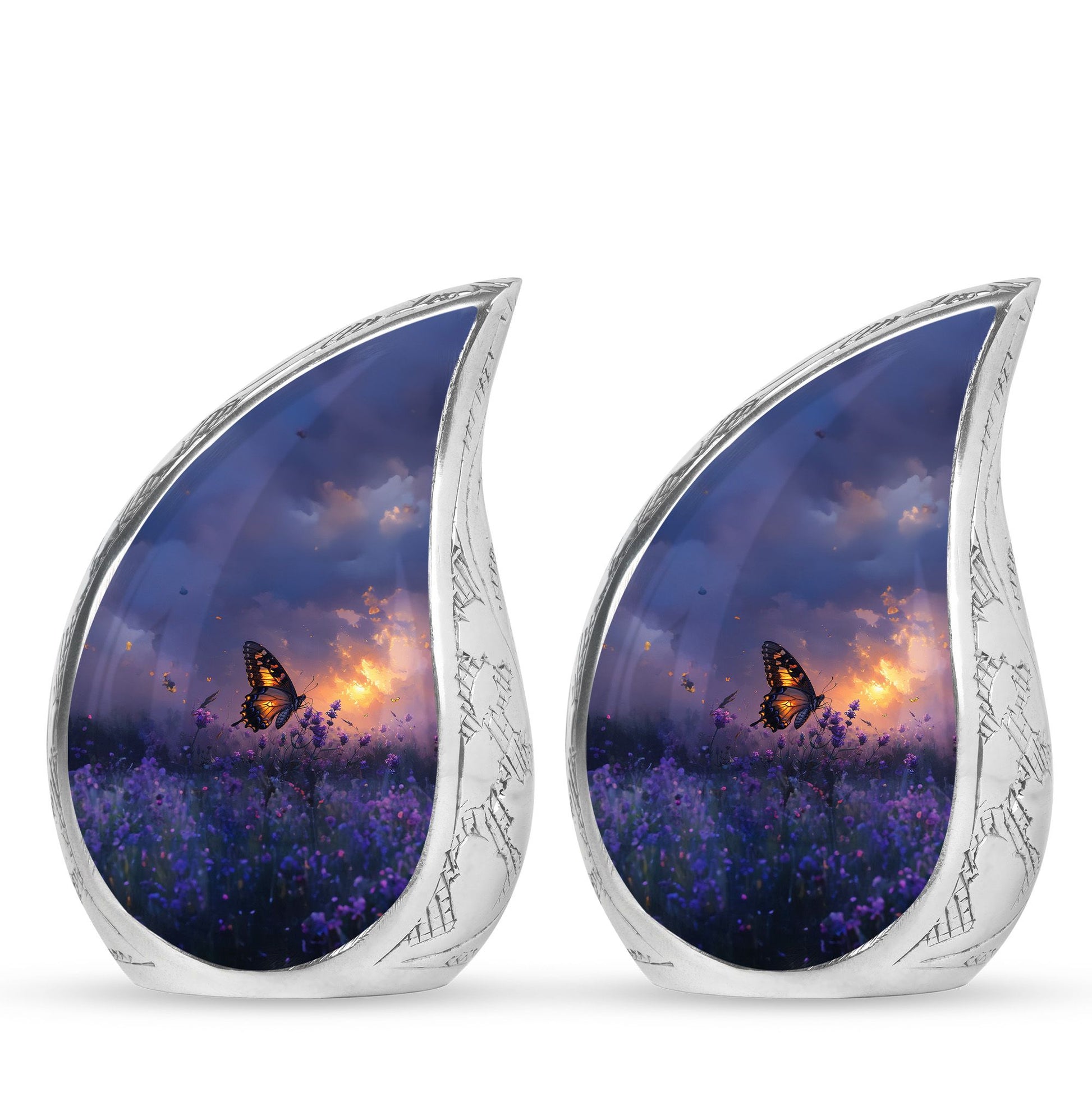 Purple Meadow Urn For Ashes - Monarch Butterfly Funeral Urn For Women