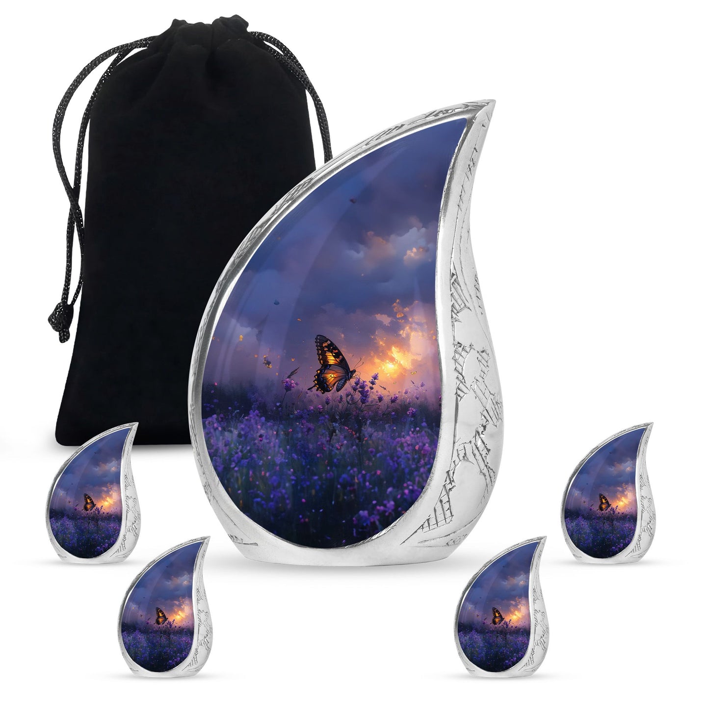 Purple Personalized Butterfly Cremation Urn for Women - 10-inch, 200 cu in - Yatskia