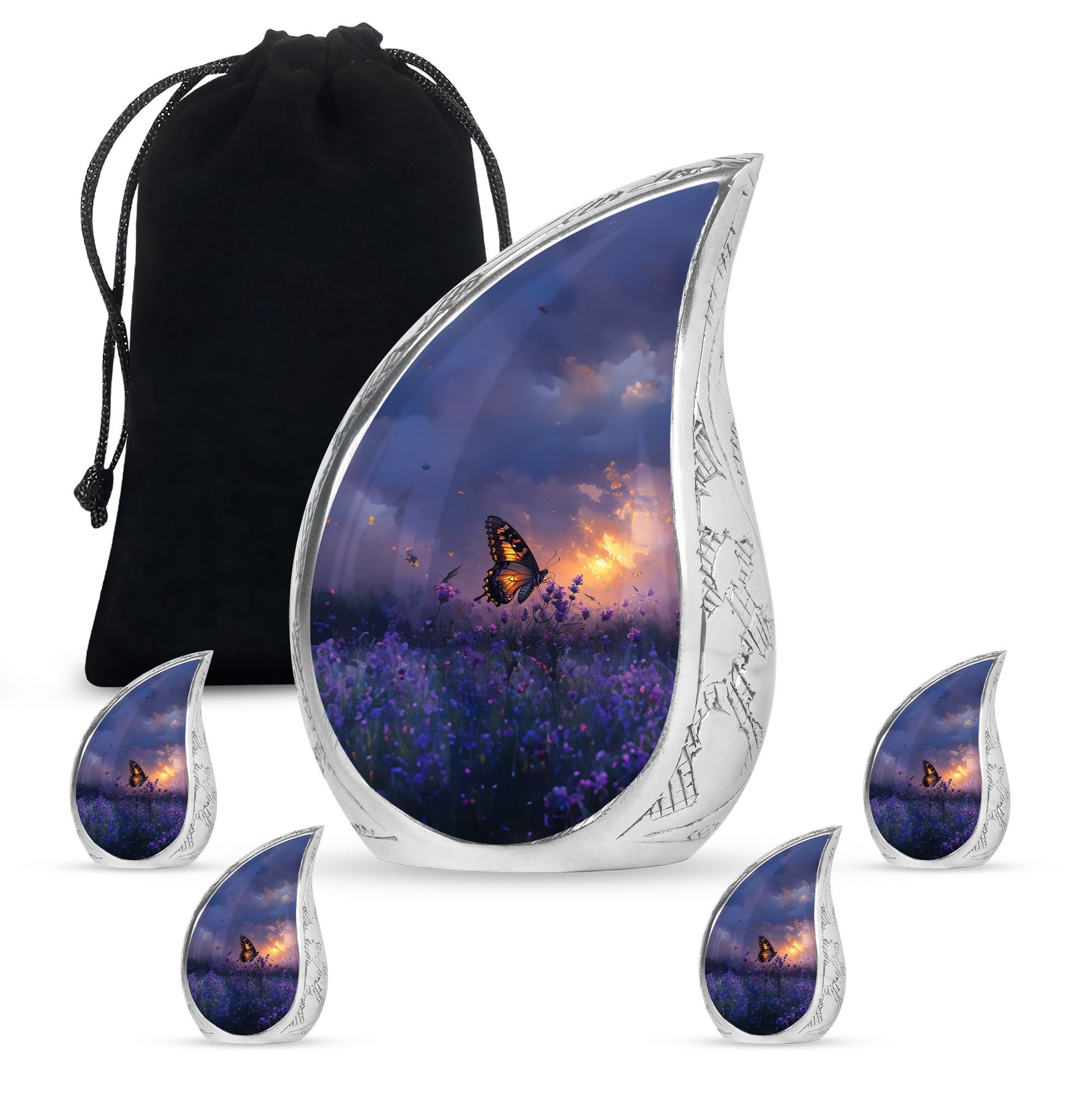 Purple Meadow Urn For Ashes - Monarch Butterfly Funeral Urn For Women