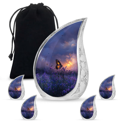 Purple Personalized Butterfly Cremation Urn for Women - 10-inch, 200 cu in - Yatskia