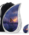 Purple Meadow Urn For Ashes - Monarch Butterfly Funeral Urn For Women