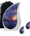 Purple Meadow Urn For Ashes - Monarch Butterfly Funeral Urn For Women