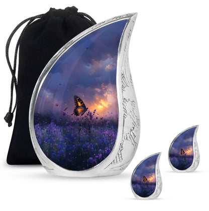 Purple Personalized Butterfly Cremation Urn for Women - 10-inch, 200 cu in - Yatskia