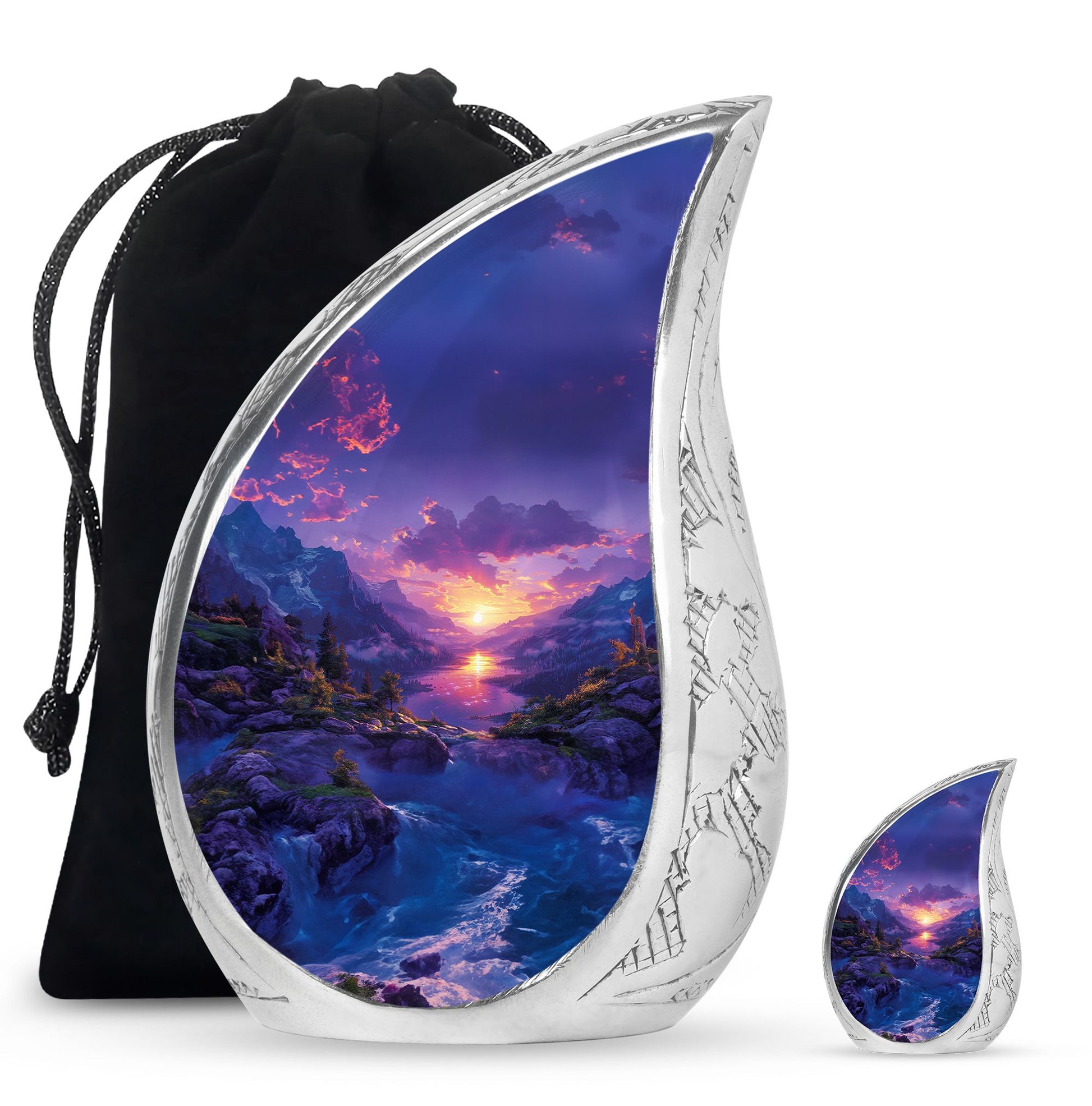 Purple Meadow Urn For Human Ashes Large - Mountain Valley Urn For Funeral