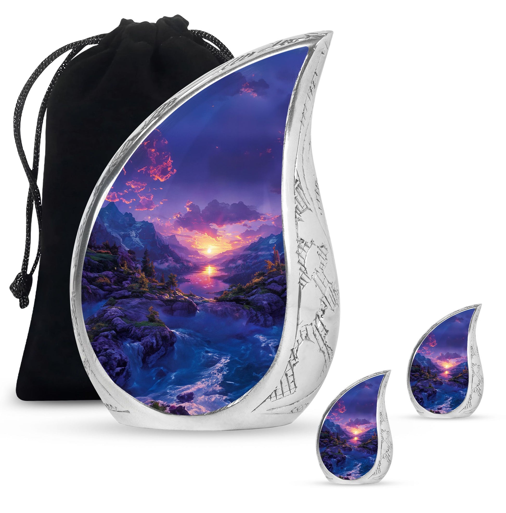 Purple Meadow Urn For Human Ashes Large - Mountain Valley Urn For Funeral