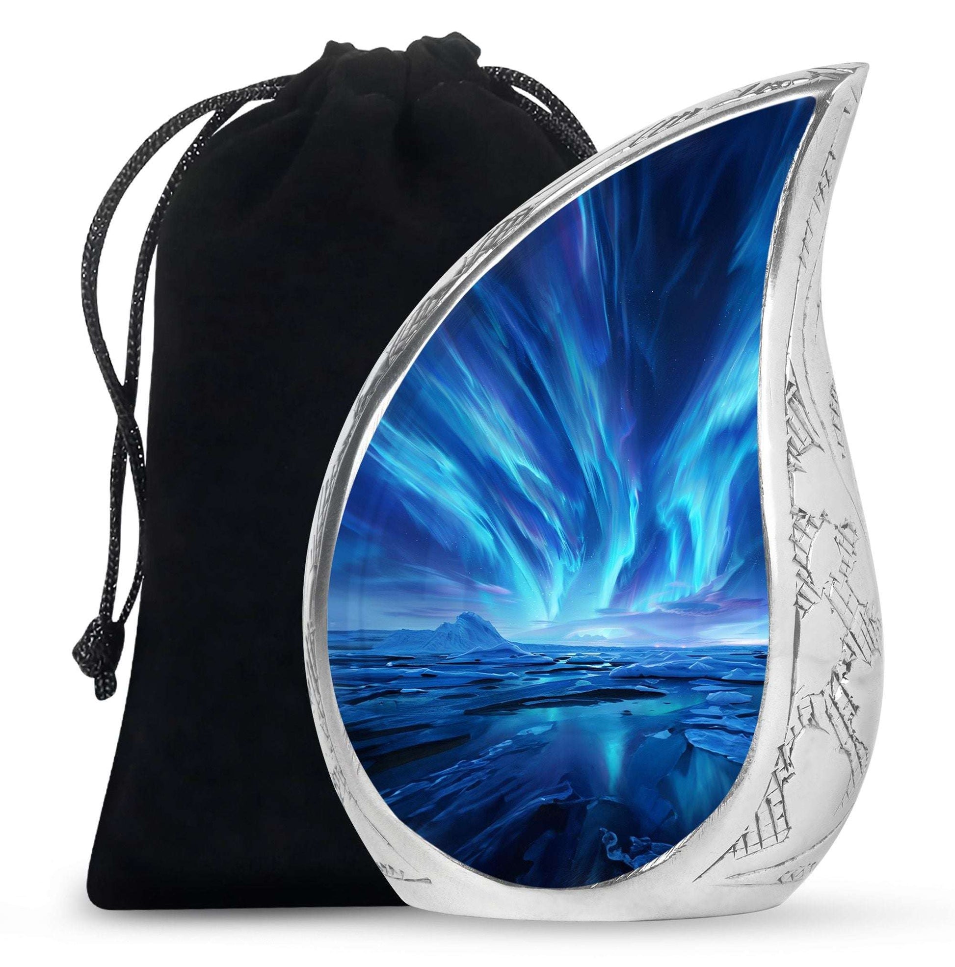 Blue Aurora Cremation Urn – Arctic Sky Cremation Ashes Urns Combo