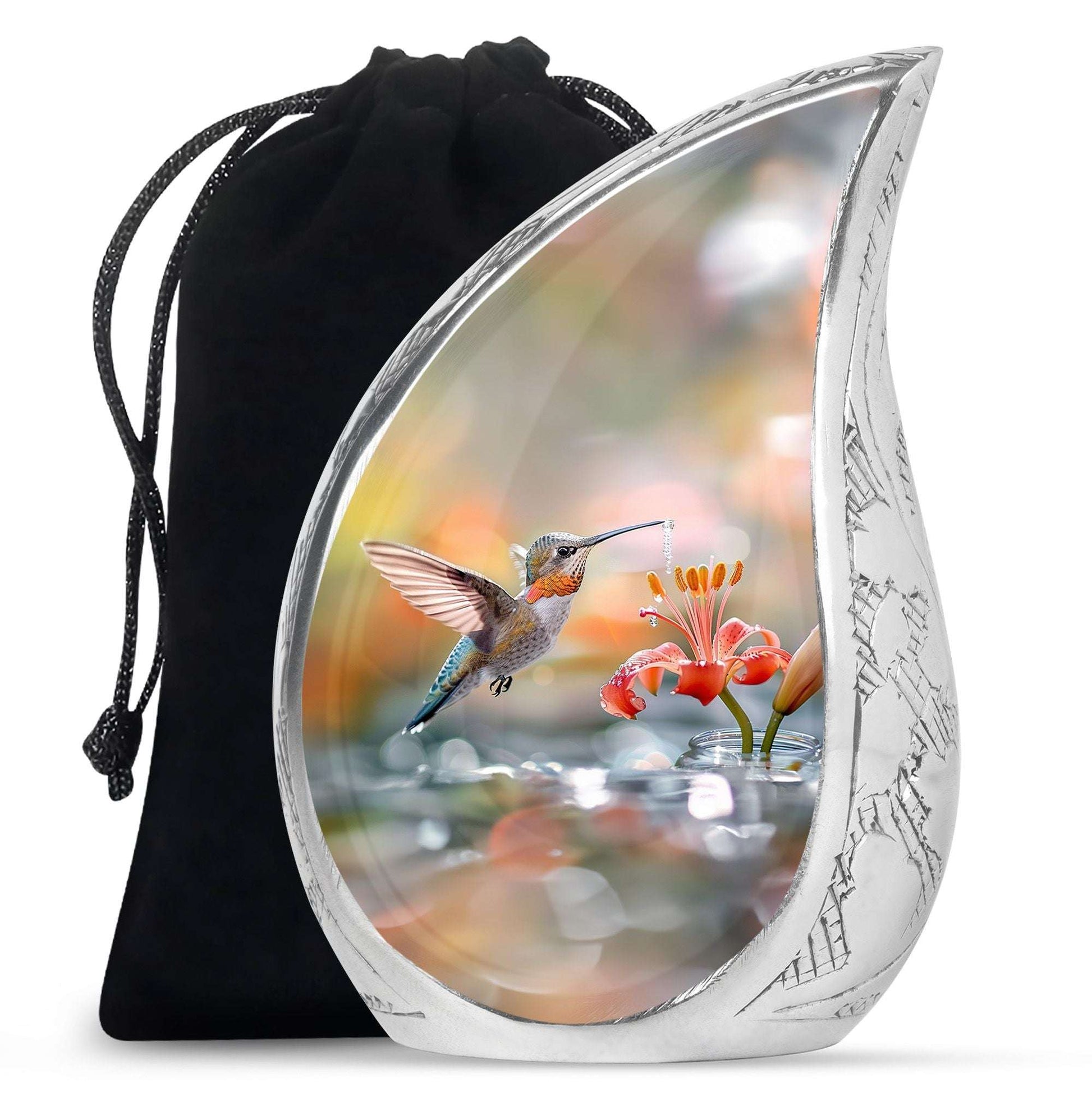 Humming Bird Large Human Ashes Urn - Floral Adult Urns For Women