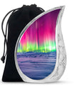 Aurora Borealis Cremation Urn For Ashes - Red Funeral Keepsake Urns