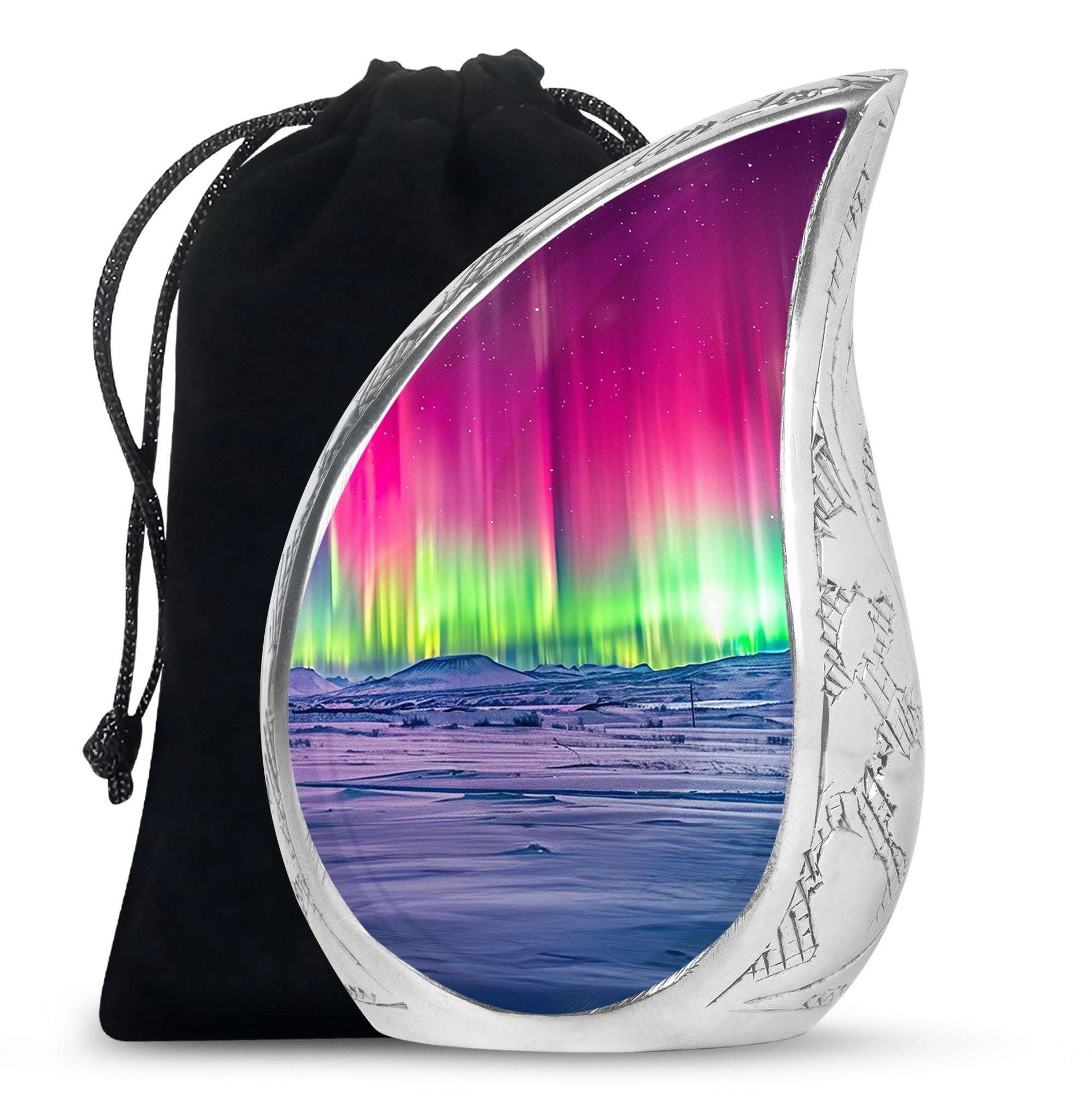 Aurora Borealis Cremation Urn For Ashes - Red Funeral Keepsake Urns