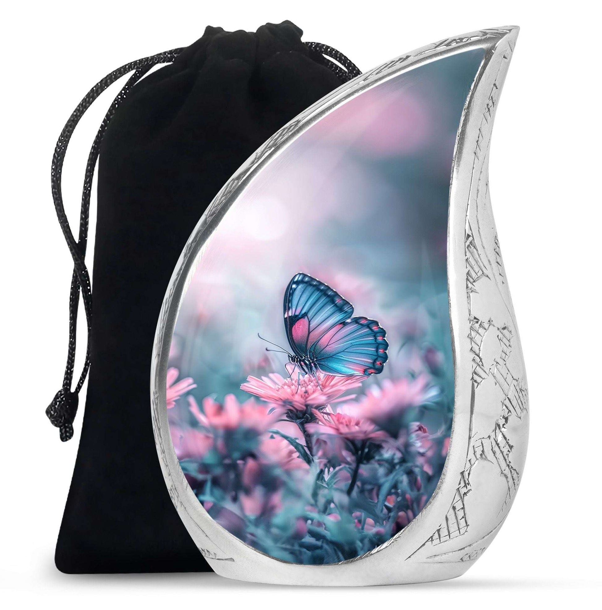 Blue Butterfly Cremation Urns – Pink Floral Urn for Adult Women