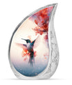 Humming Bird Keepsake Urn For Ashes - White Memorial Urn Tribute