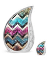 Pink Zigzag Pattern Memorial Urn - Blue Urn For Adult Male and Female