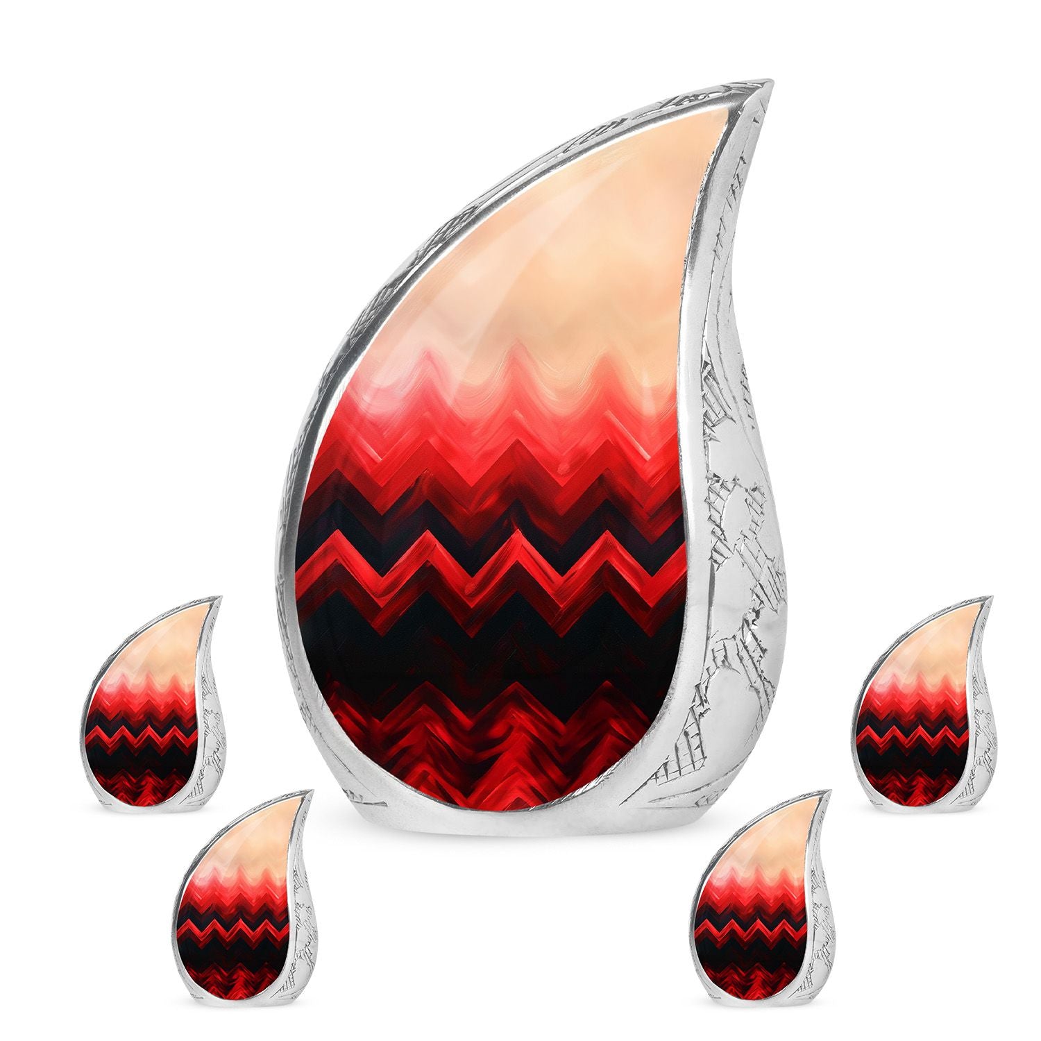 Zigzag Pattern Keepsake Urn For Ashes - Abstract Funeral Urn For Adults