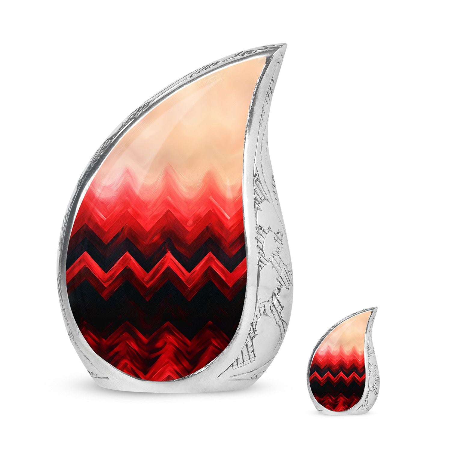 Zigzag Pattern Keepsake Urn For Ashes - Abstract Funeral Urn For Adults
