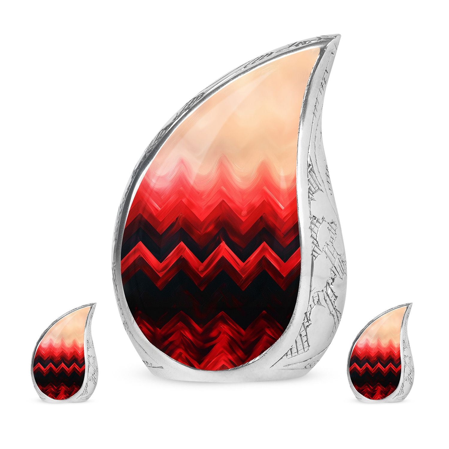 Zigzag Pattern Keepsake Urn For Ashes - Abstract Funeral Urn For Adults