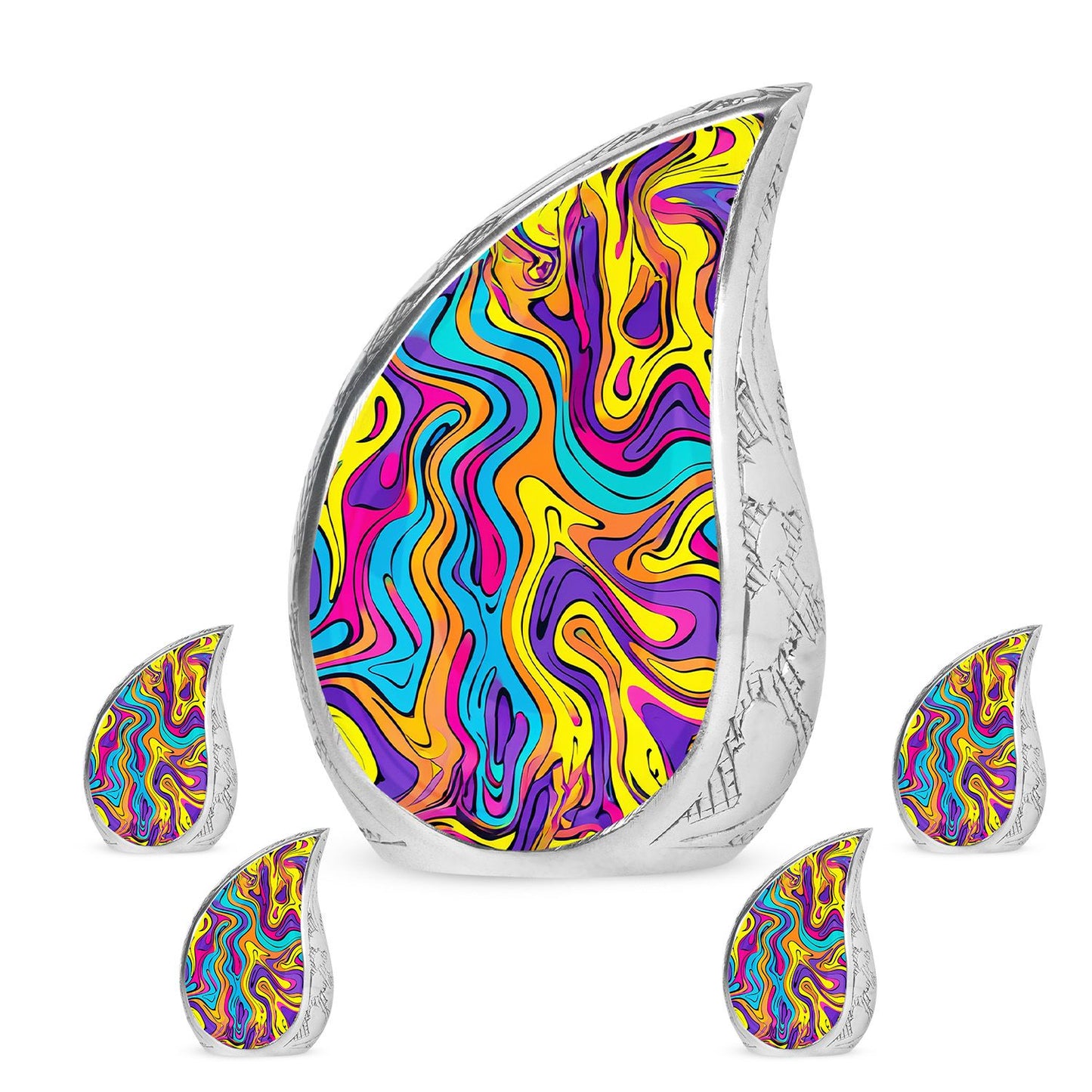 Colorful Personalized Artistic Cremation Urn for Human Ashes - 10-inch, 200 cu in - Yatskia
