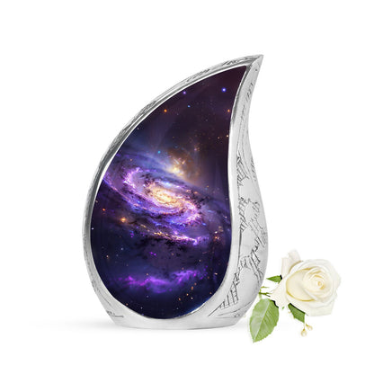 Purple Personalized Galaxy Memorial Urn for Human Ashes - 10-inch, 200 cu in - Yatskia