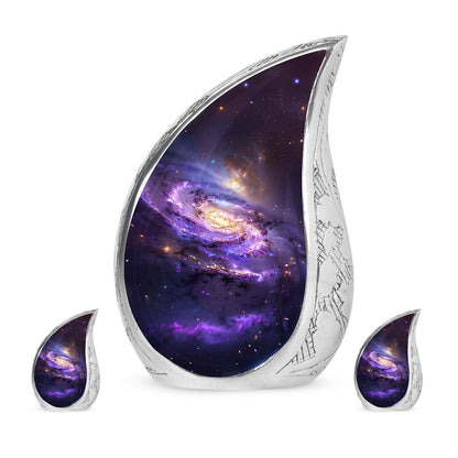 Purple Personalized Galaxy Memorial Urn for Human Ashes - 10-inch, 200 cu in - Yatskia