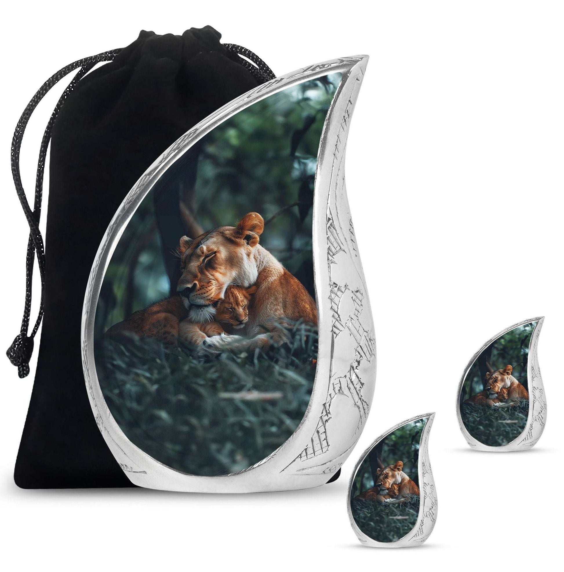 Lioness And Cub Cremation Urn For Adults - Lion Urns For Men & Women