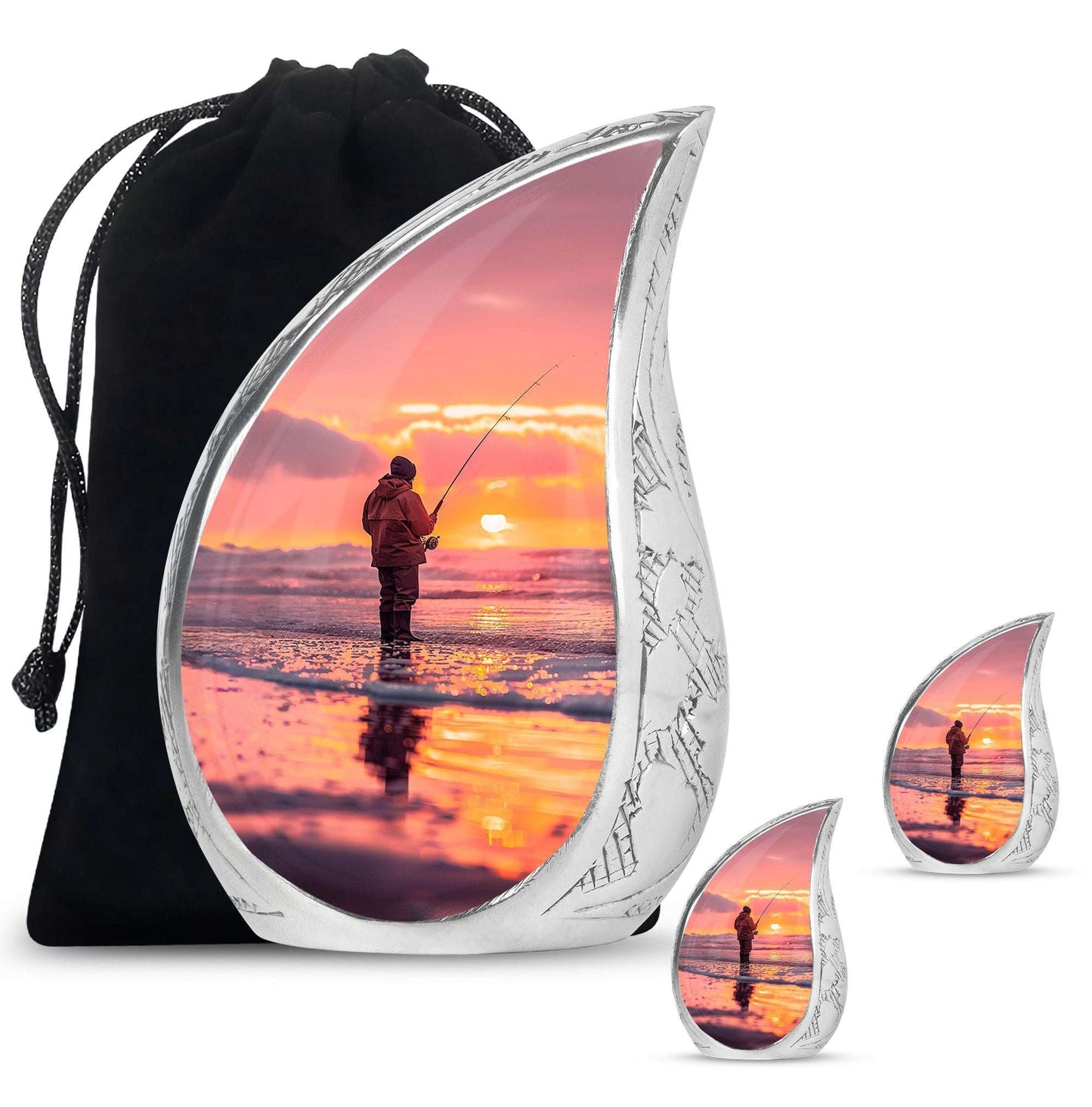 Ocean Fishing Cremation Urns For Ashes - Pink Memorial Urn For Father