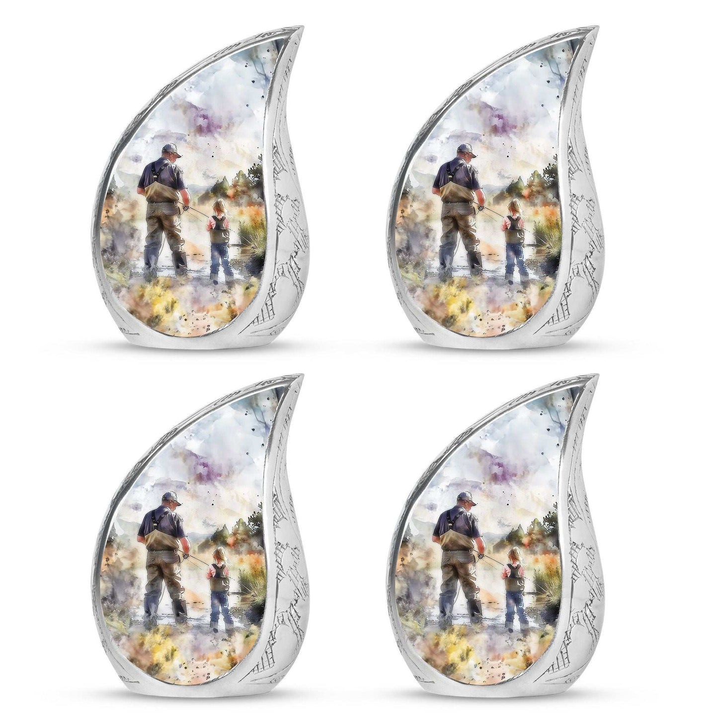 Artistic Fishing Cremation Ashes Urns - Father & Daughter Memorial Urn