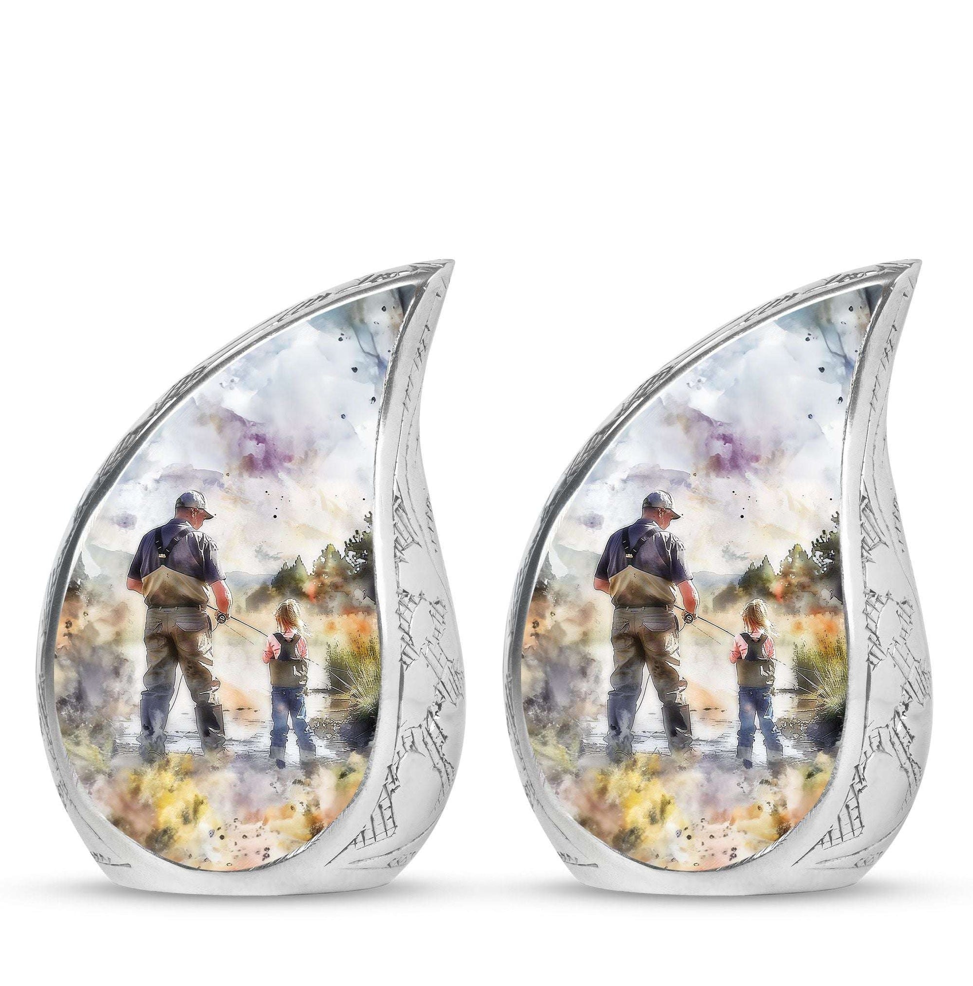 Artistic Fishing Cremation Ashes Urns - Father & Daughter Memorial Urn