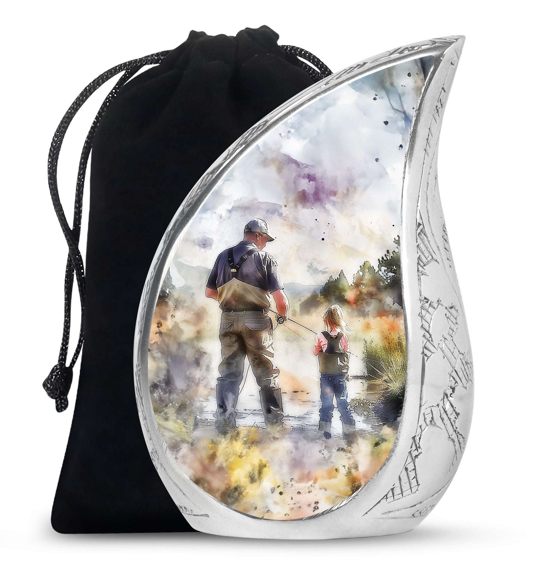 Artistic Fishing Cremation Ashes Urns - Father & Daughter Memorial Urn