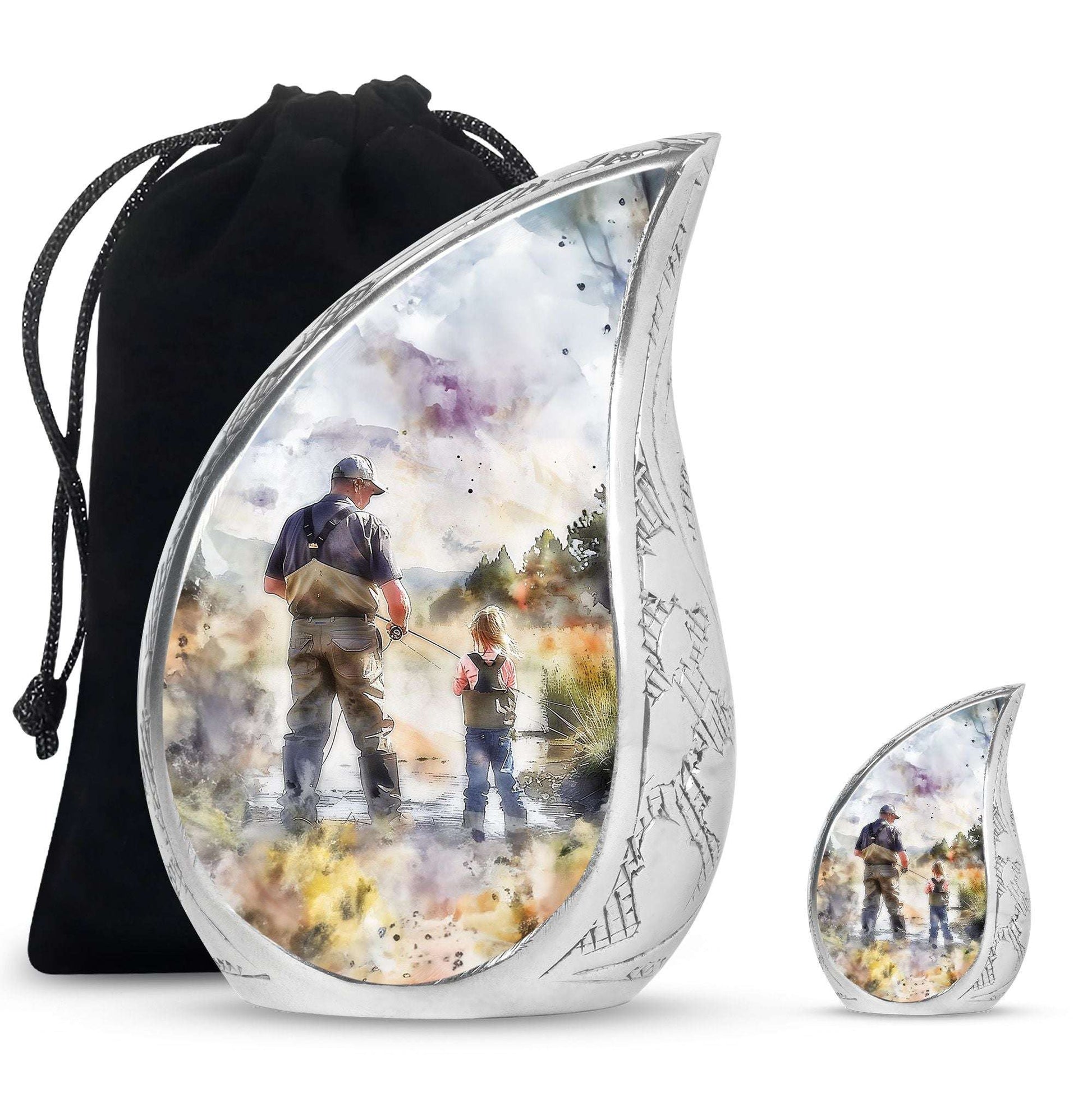Artistic Fishing Cremation Ashes Urns - Father & Daughter Memorial Urn