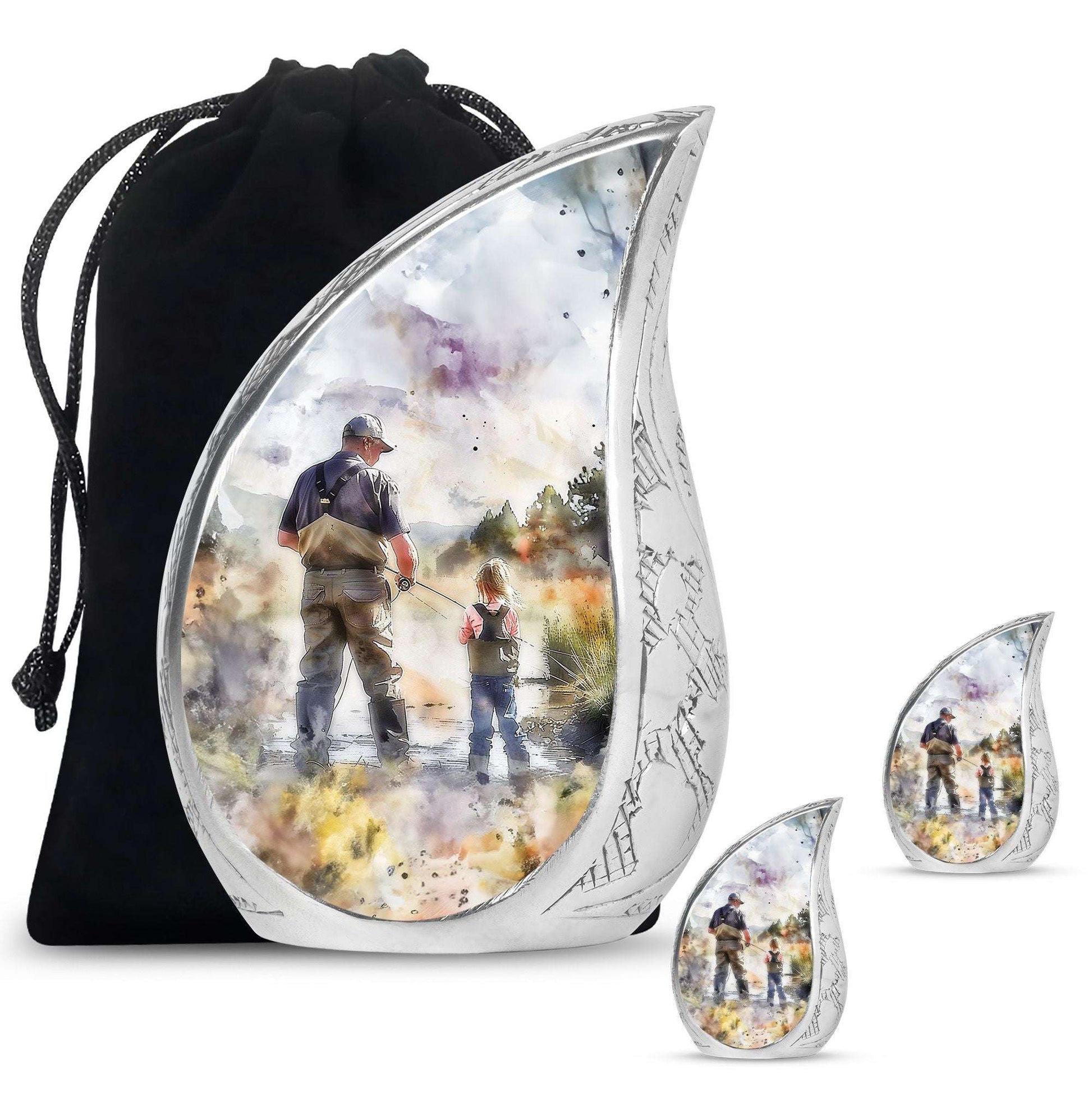 Artistic Fishing Cremation Ashes Urns - Father & Daughter Memorial Urn