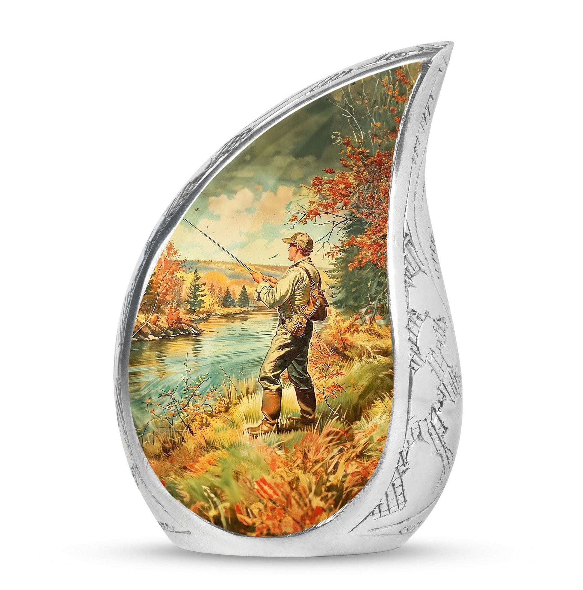 Artistic Fishing Memorial Urns Cremation Ashes - Large Urn For Mom & Dad