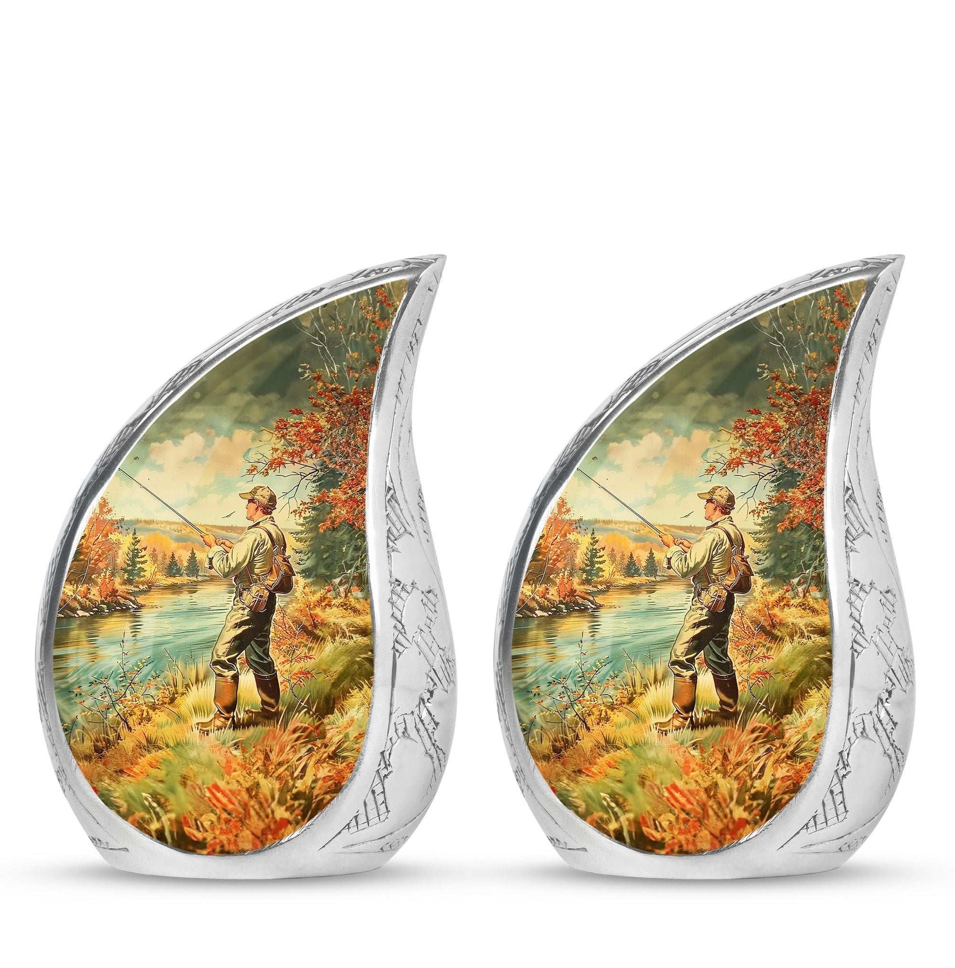Artistic Fishing Memorial Urns Cremation Ashes - Large Urn For Mom & Dad