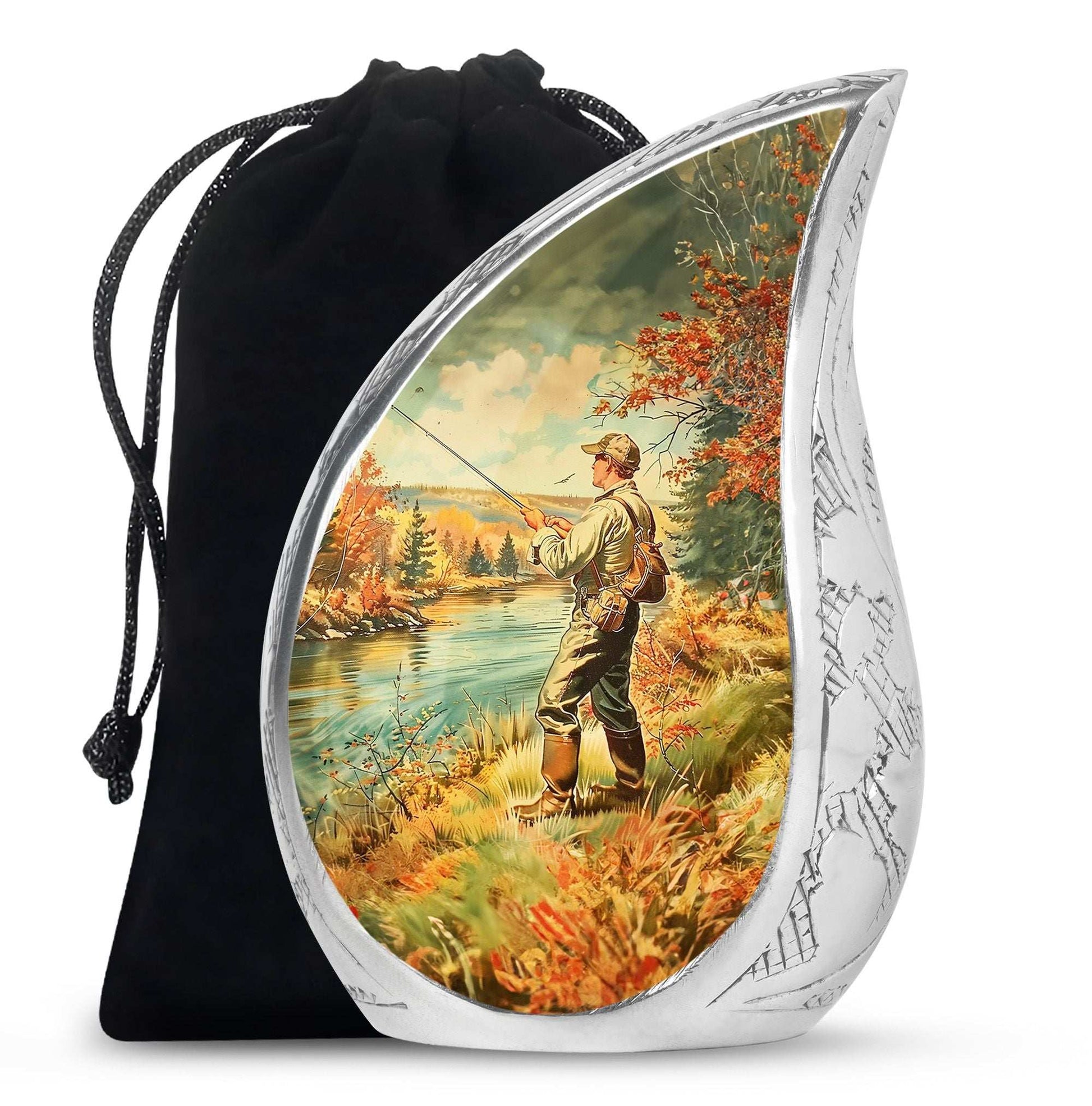 Artistic Fishing Memorial Urns Cremation Ashes - Large Urn For Mom & Dad