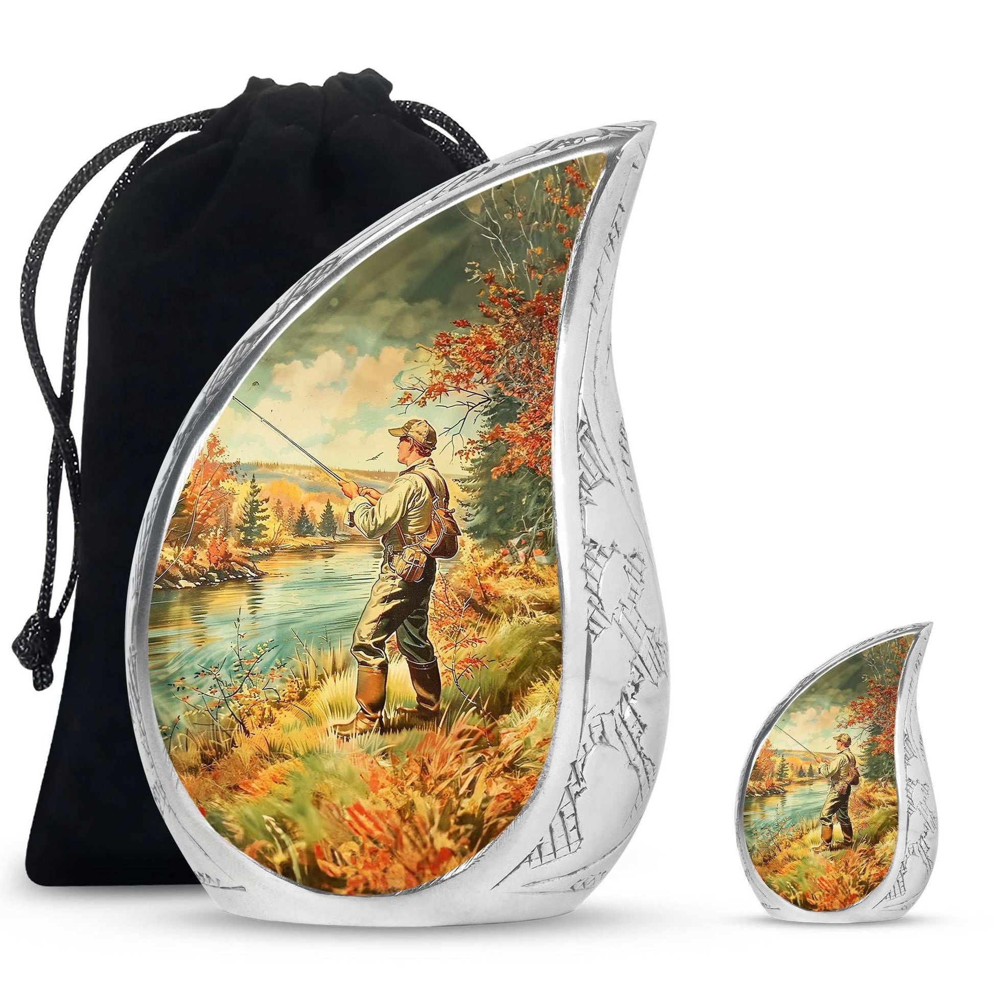 Artistic Fishing Memorial Urns Cremation Ashes - Large Urn For Mom & Dad