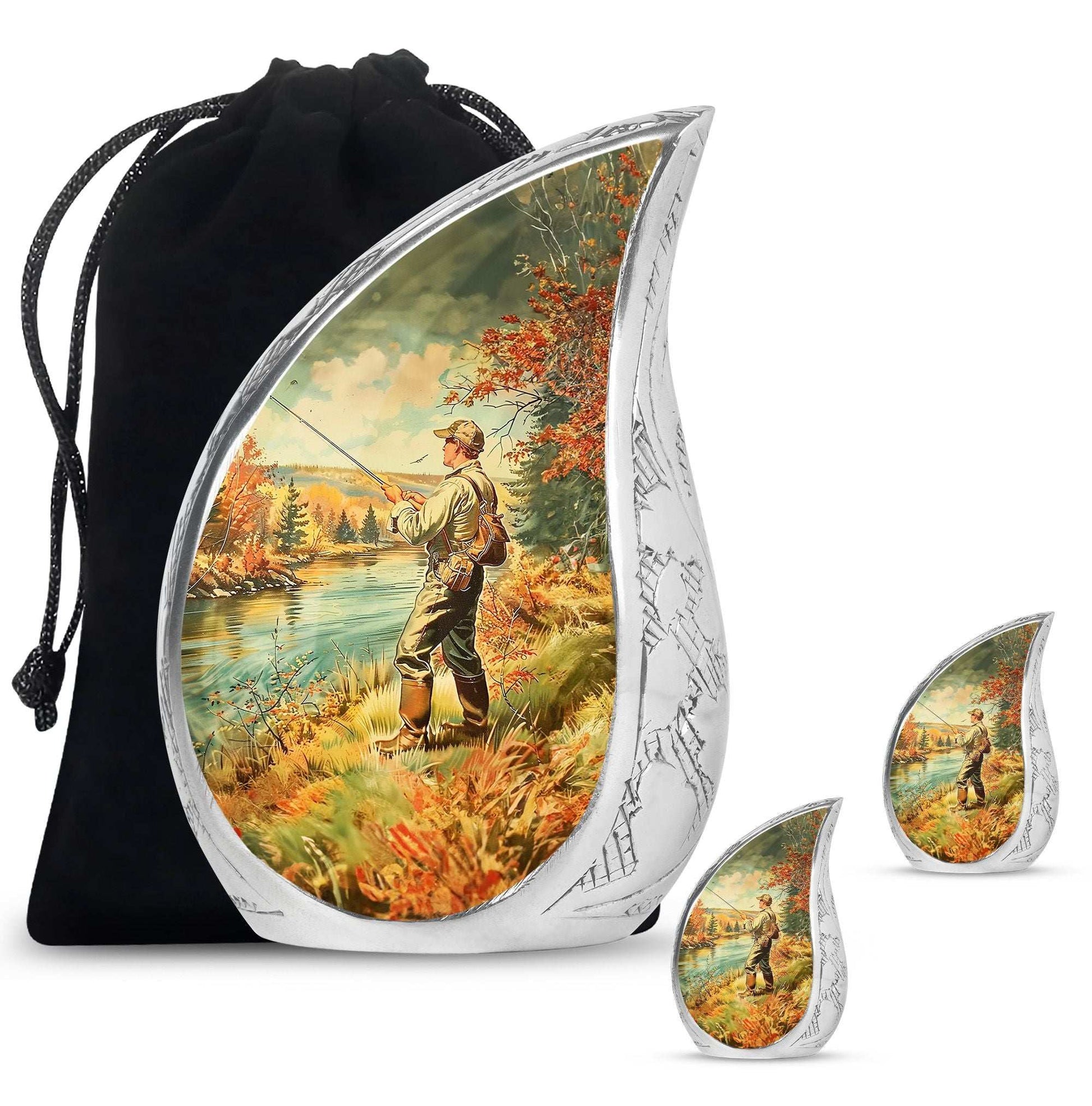 Artistic Fishing Memorial Urns Cremation Ashes - Large Urn For Mom & Dad