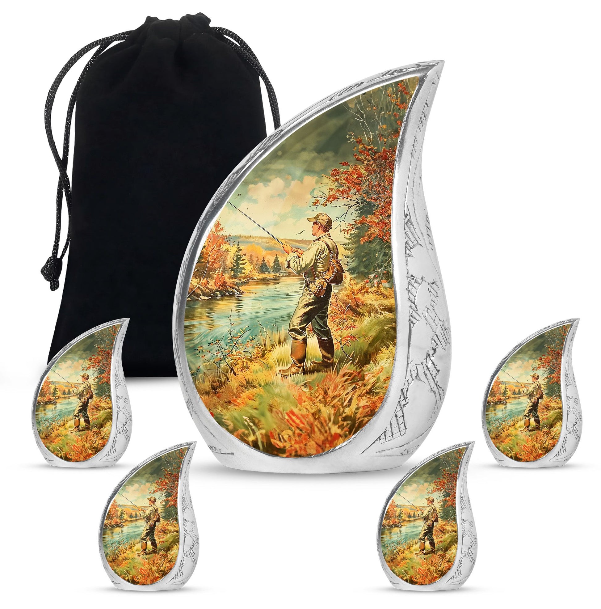 Artistic Fishing Memorial Urns Cremation Ashes - Large Urn For Mom & Dad