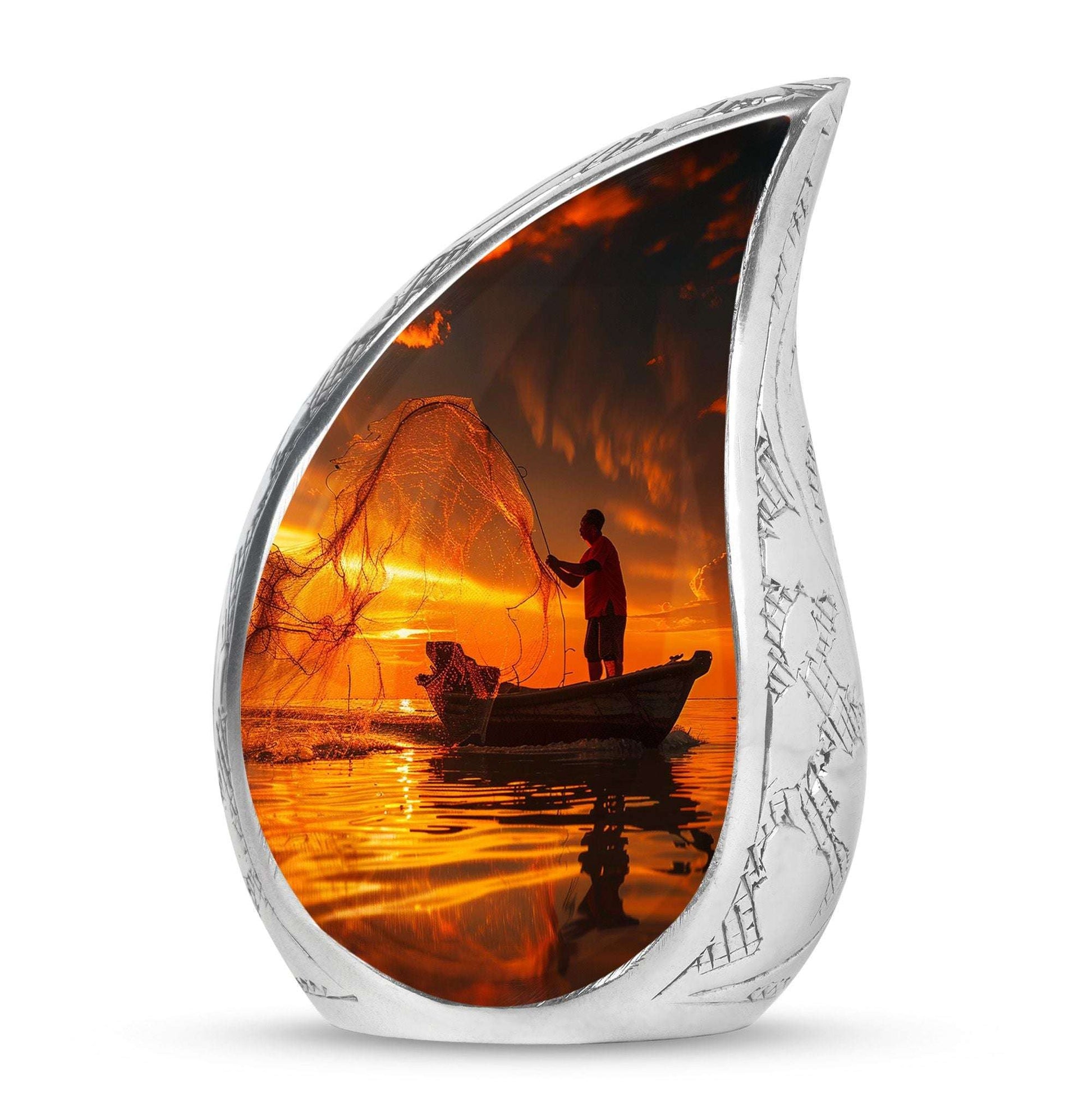 Sunset Memorial Urn For Ashes - Fishermen Cremation Urn For Adults