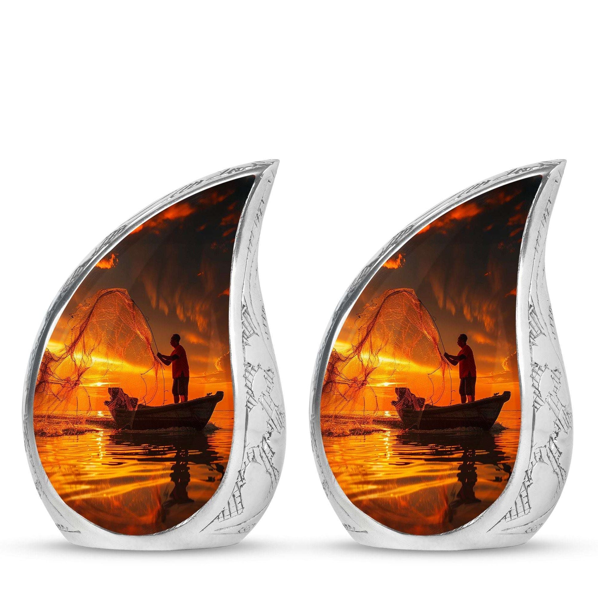 Sunset Memorial Urn For Ashes - Fishermen Cremation Urn For Adults