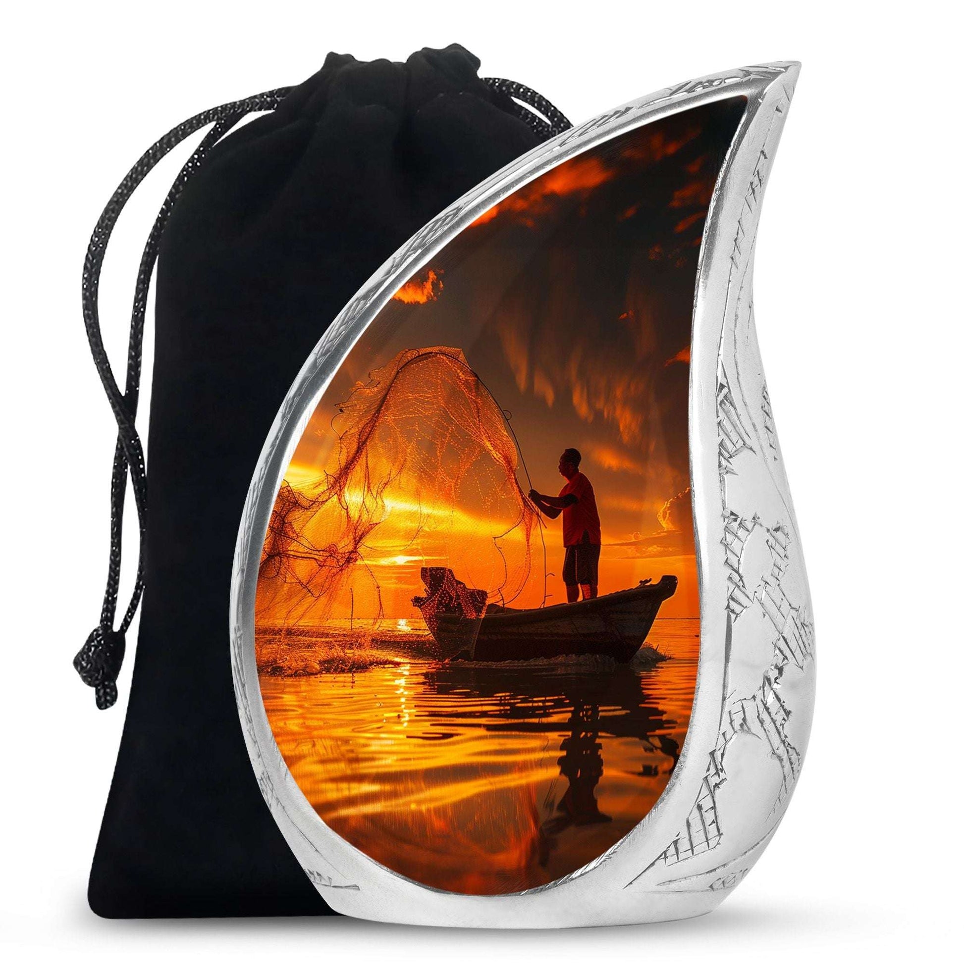 Sunset Memorial Urn For Ashes - Fishermen Cremation Urn For Adults
