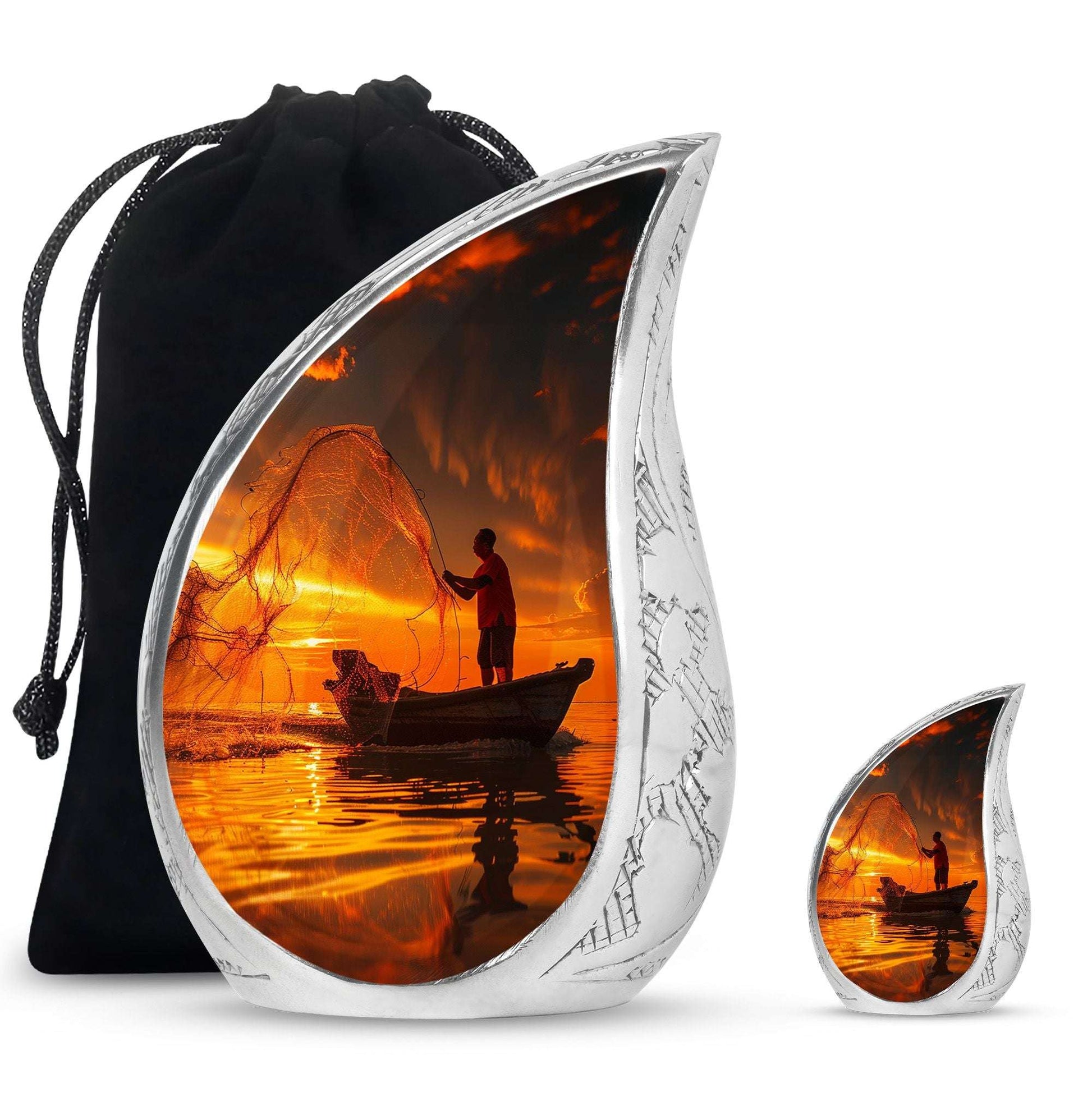 Sunset Memorial Urn For Ashes - Fishermen Cremation Urn For Adults