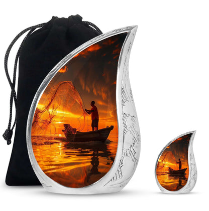 Sunset Memorial Urn For Ashes - Fishermen Cremation Urn For Adults