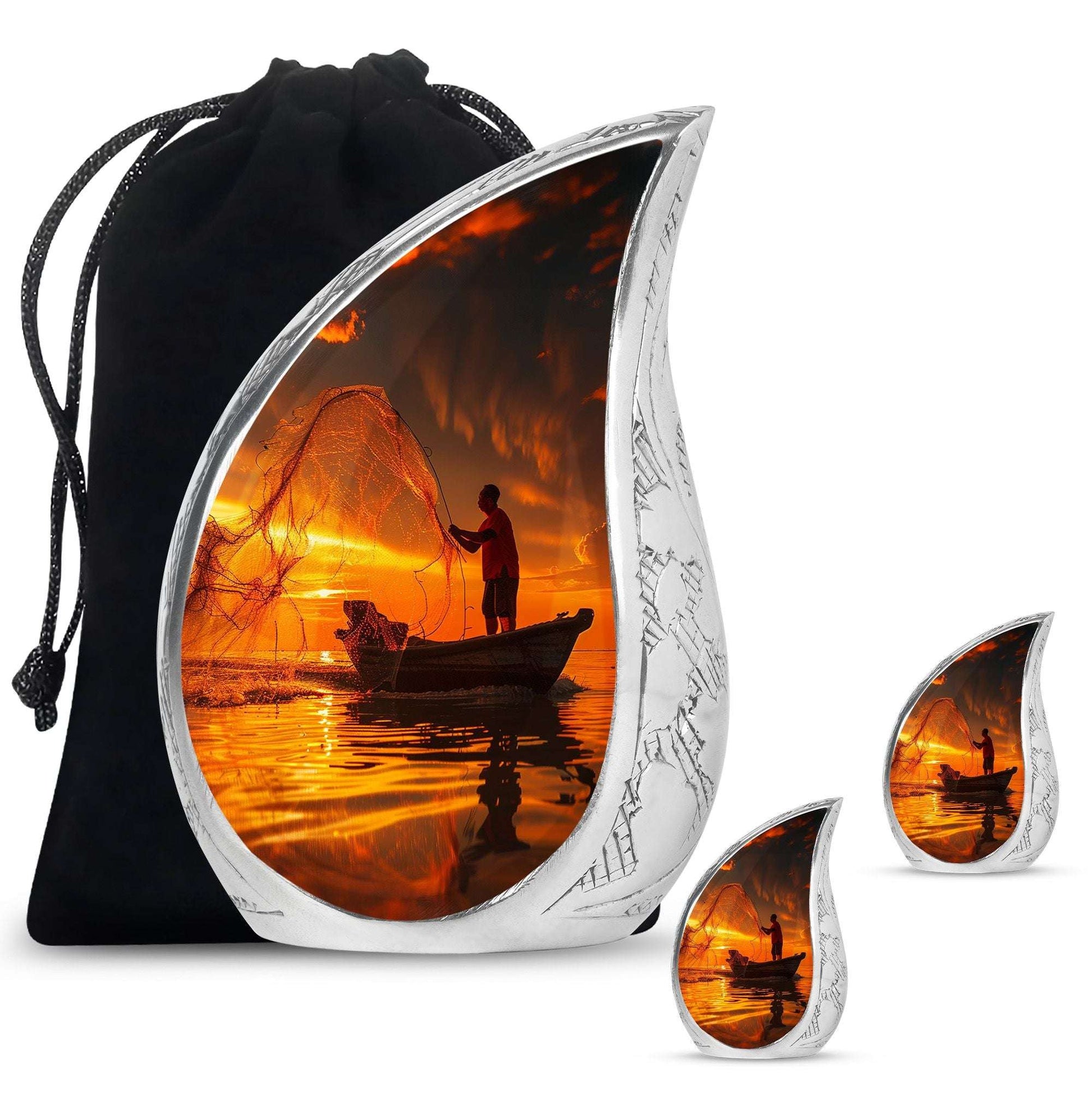 Sunset Memorial Urn For Ashes - Fishermen Cremation Urn For Adults