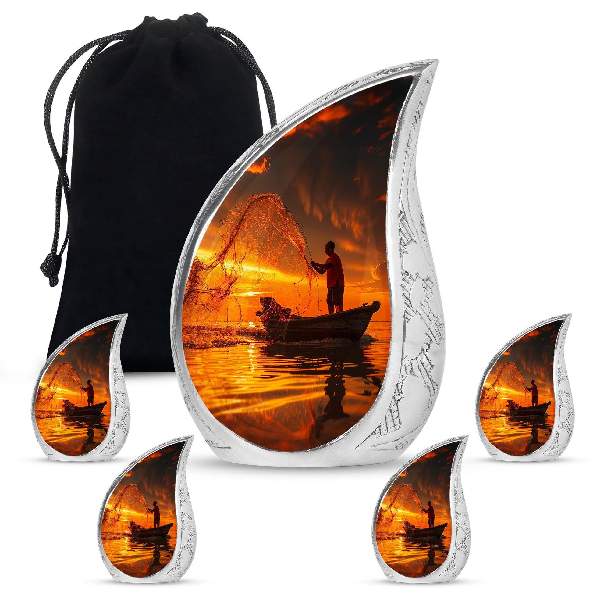 Sunset Memorial Urn For Ashes - Fishermen Cremation Urn For Adults