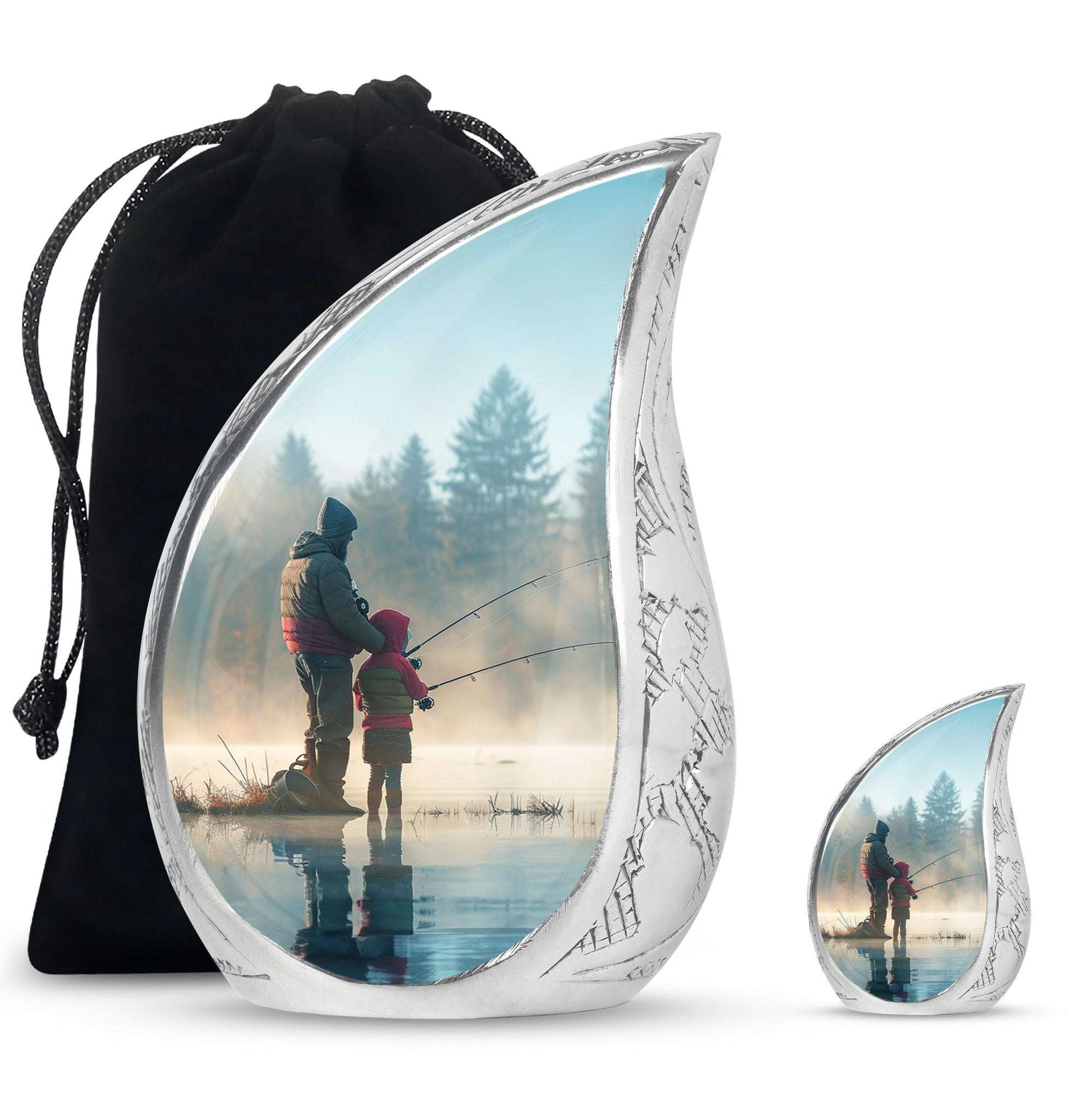 Fishing Adult Cremation Urns For Ashes - Father And Daughter Memorial Urn