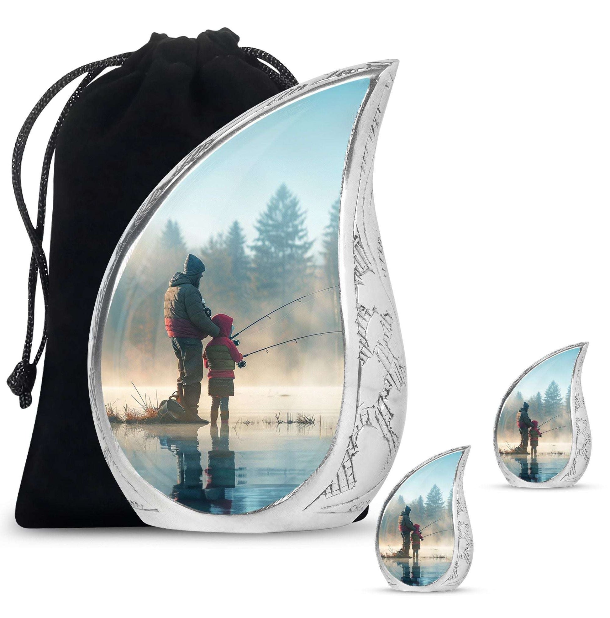 Fishing Adult Cremation Urns For Ashes - Father And Daughter Memorial Urn